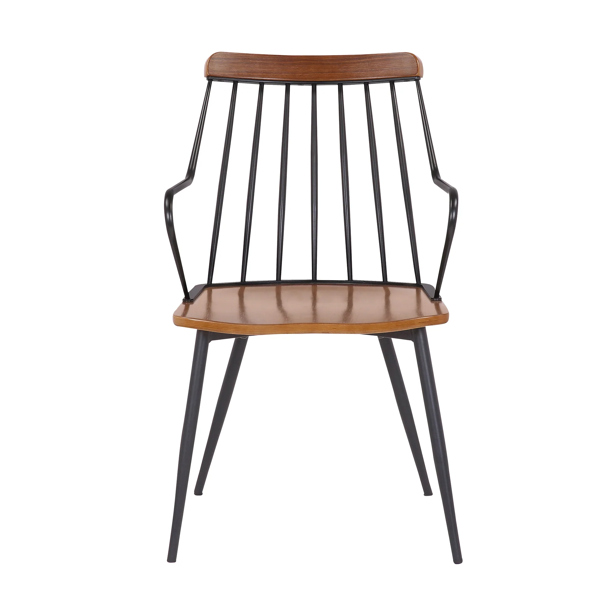 26 Inches Wooden Dining Chair with Windsor Back, Brown and Black By Benzara - Image 2