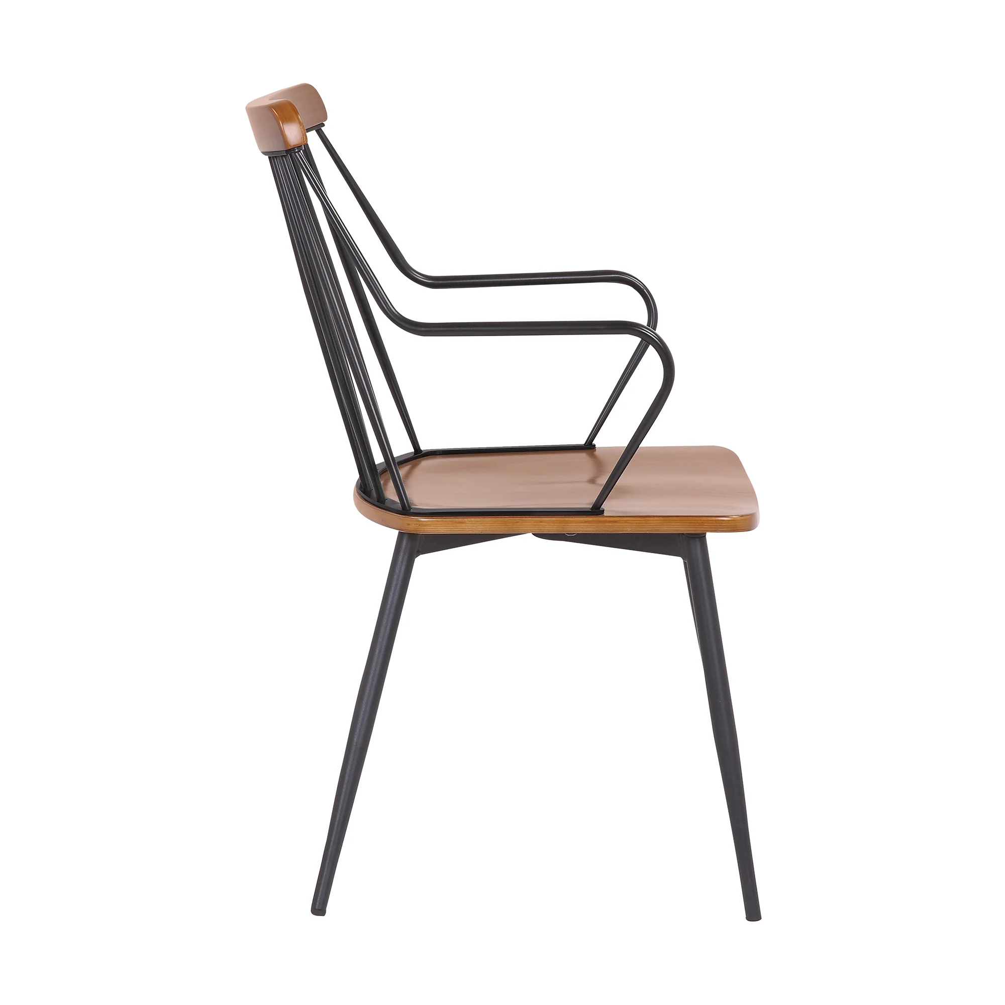 26 Inches Wooden Dining Chair with Windsor Back, Brown and Black By Benzara - Image 3