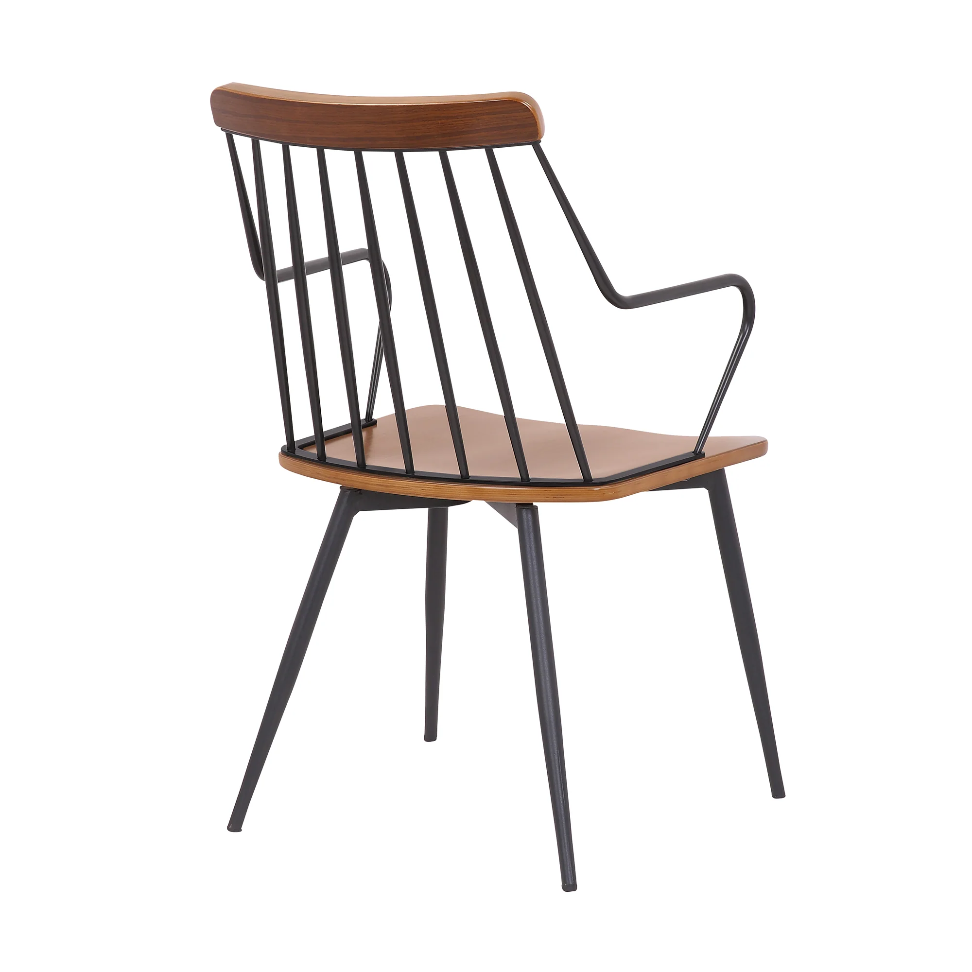 26 Inches Wooden Dining Chair with Windsor Back, Brown and Black By Benzara - Image 4