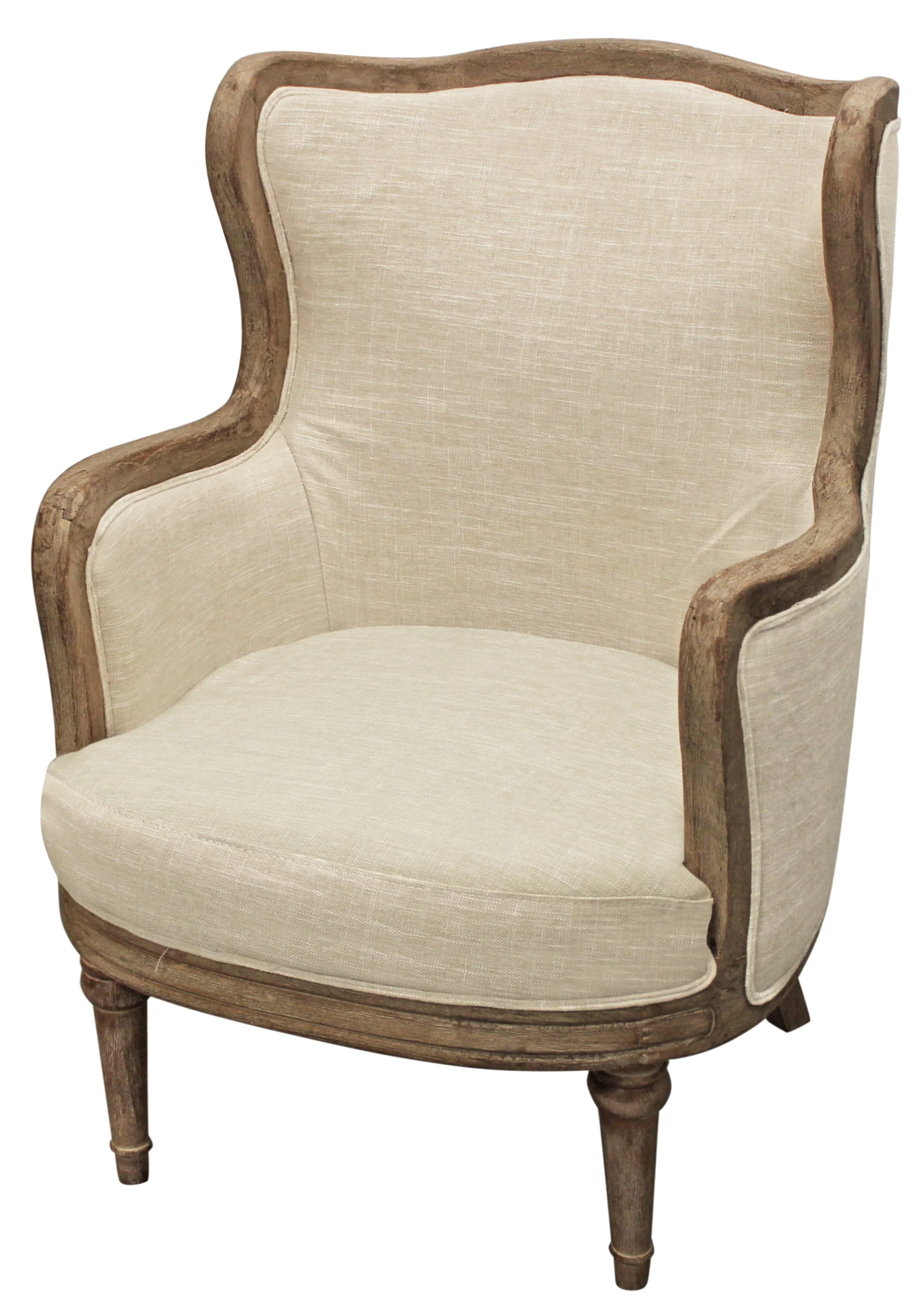26" Ivory Linen And Natural Solid Color Arm Chair By Homeroots - Image 2