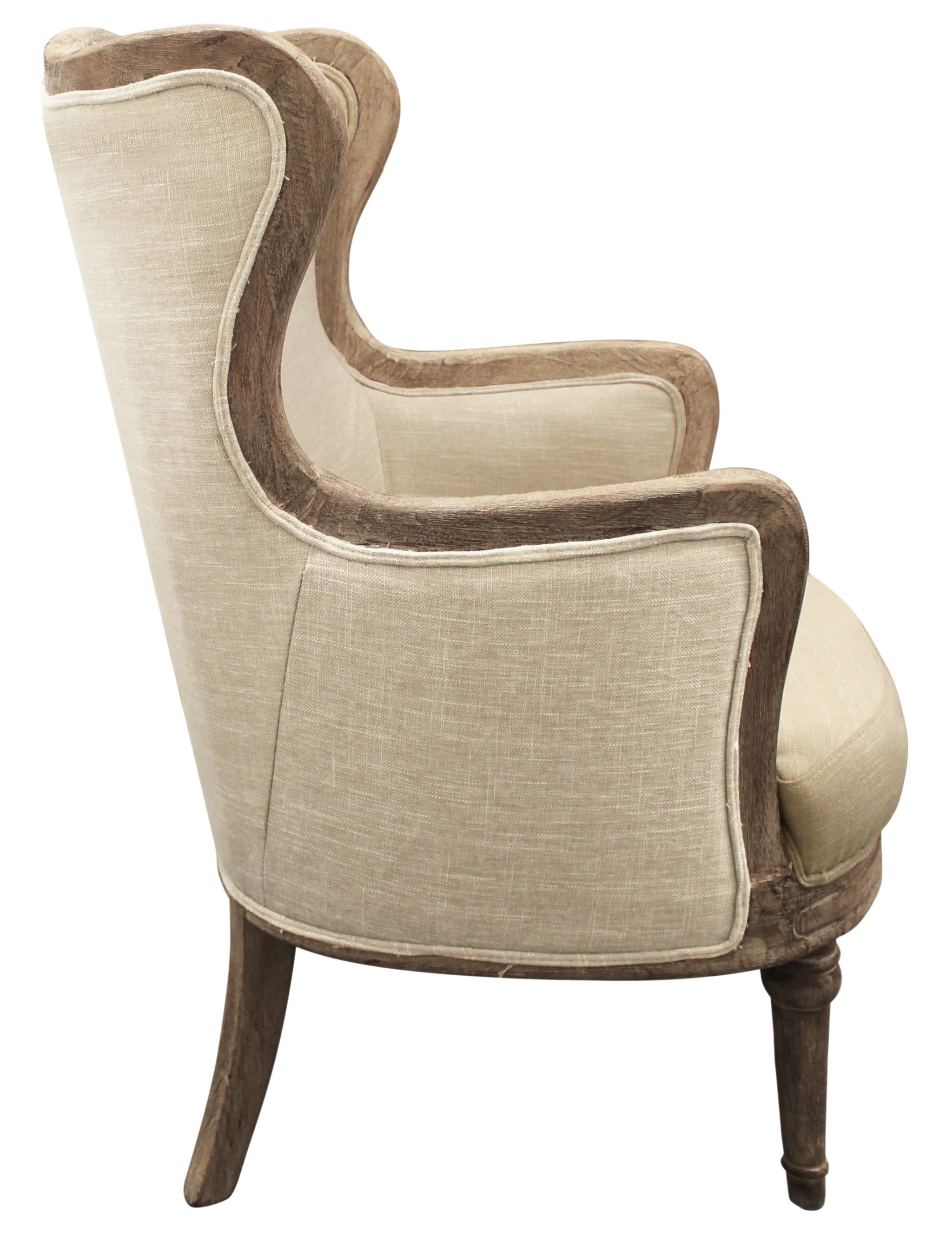 26" Ivory Linen And Natural Solid Color Arm Chair By Homeroots - Image 3