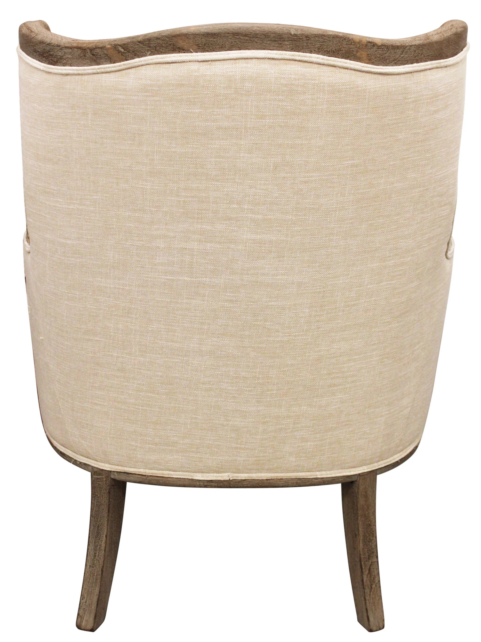 26" Ivory Linen And Natural Solid Color Arm Chair By Homeroots - Image 4