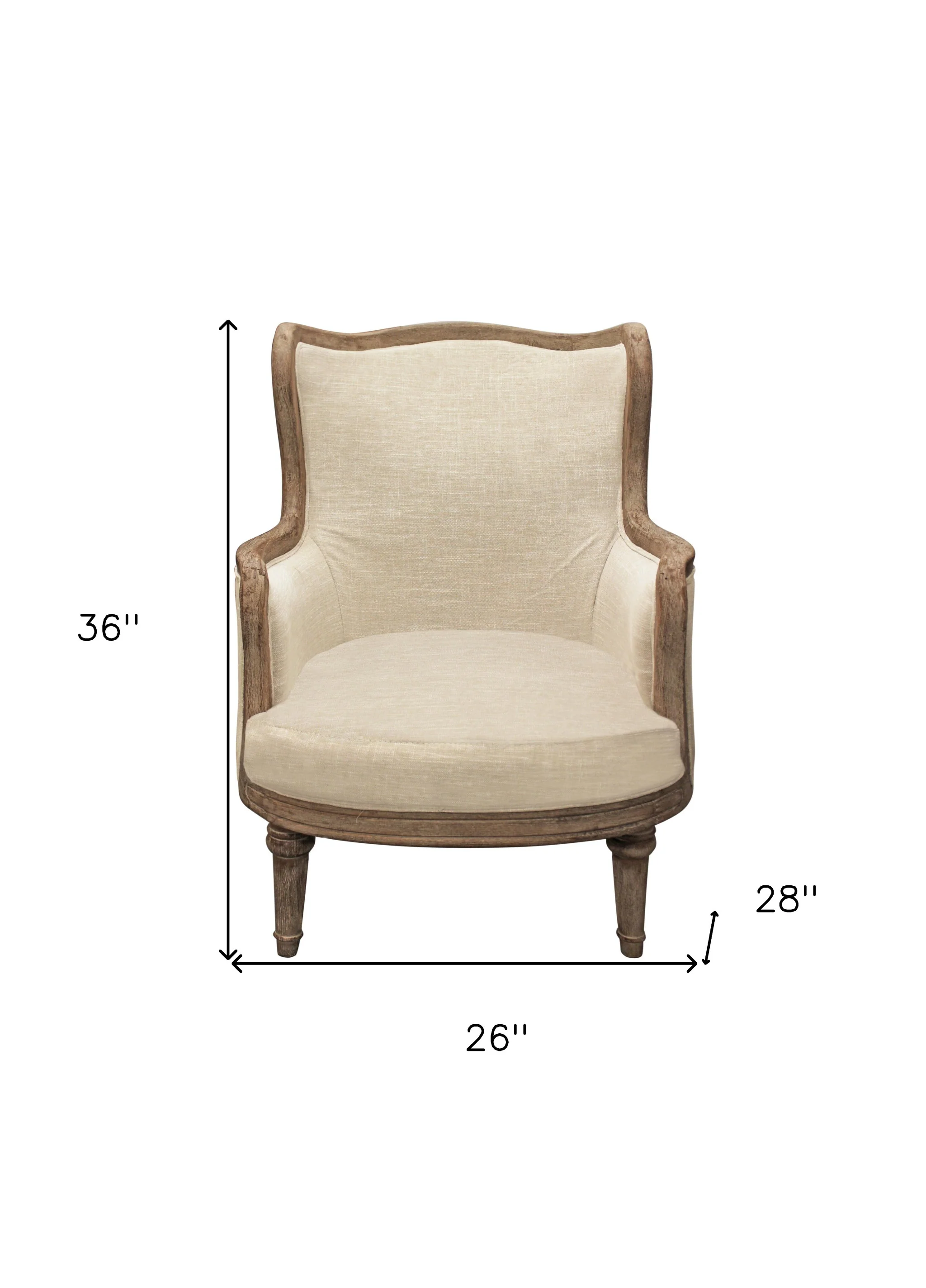26" Ivory Linen And Natural Solid Color Arm Chair By Homeroots - Image 8