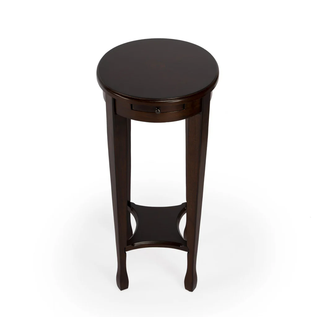 26" Medium Brown And Chestnut Burl Manufactured Wood Oval End Table With Shelf By Homeroots - Image 3