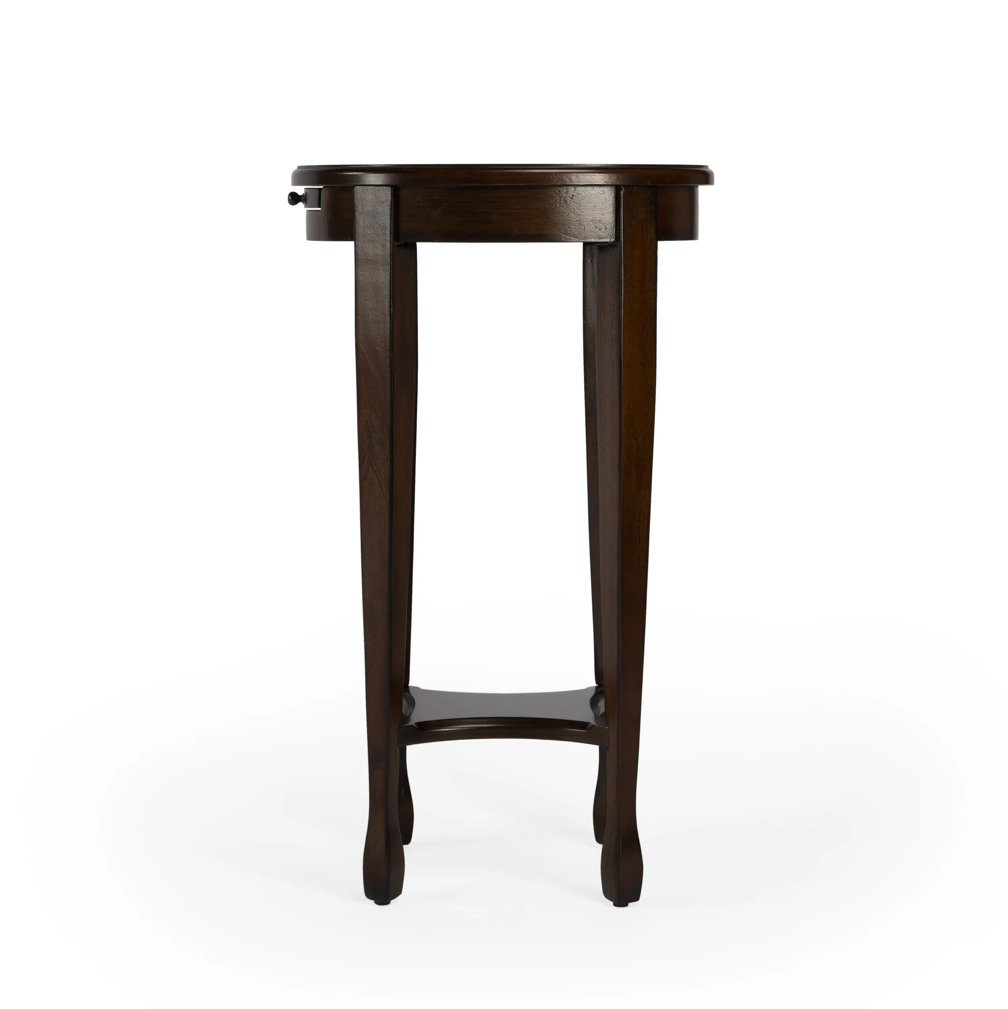 26" Medium Brown And Chestnut Burl Manufactured Wood Oval End Table With Shelf By Homeroots - Image 4