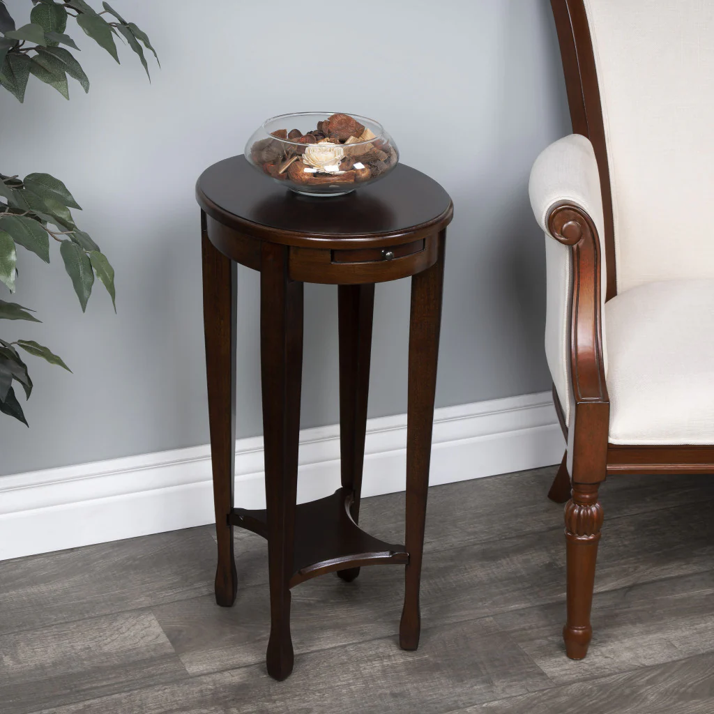 26" Medium Brown And Chestnut Burl Manufactured Wood Oval End Table With Shelf By Homeroots - Image 8