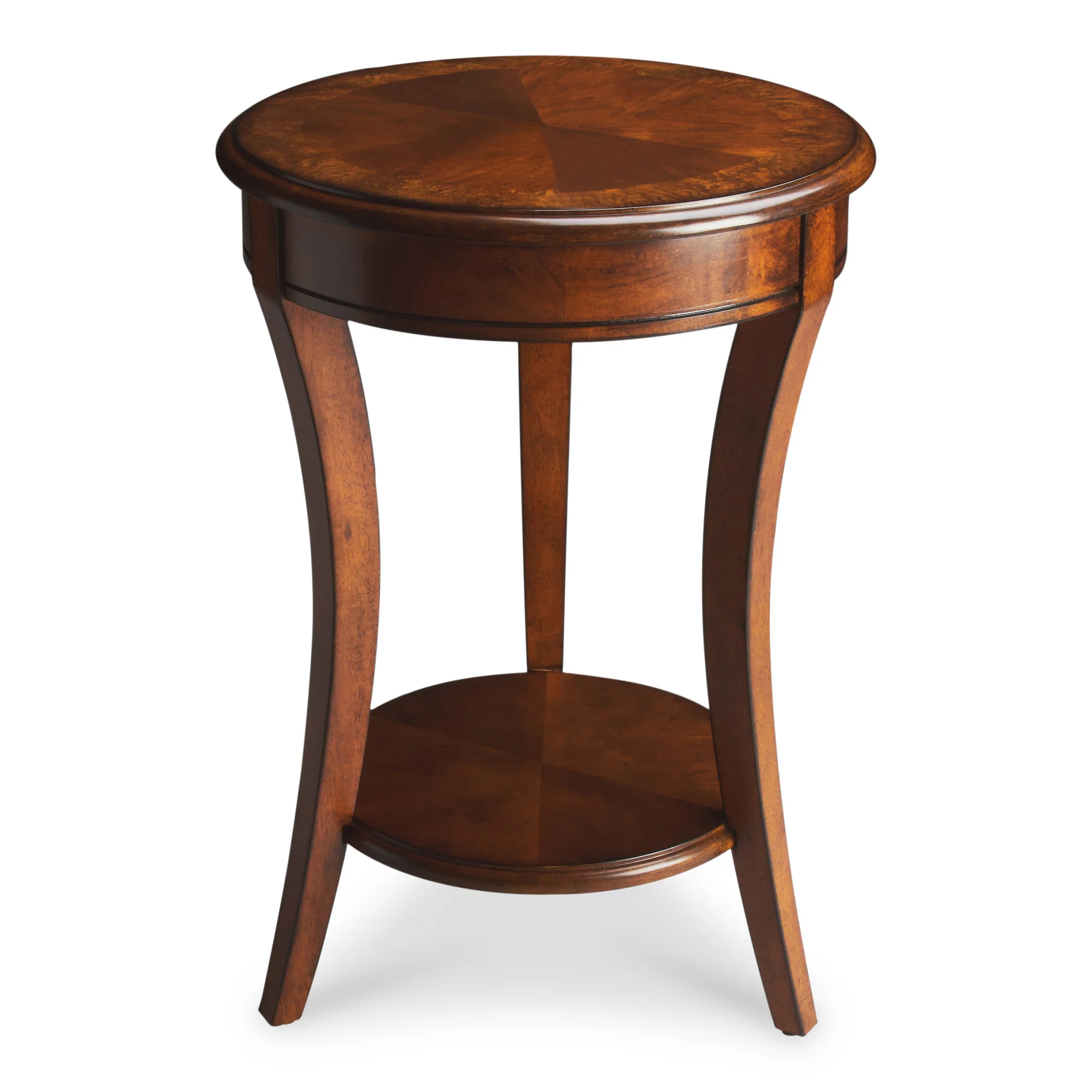 26" Medium Brown And Olive Ash Manufactured Wood Round End Table With Shelf By Homeroots - Image 3