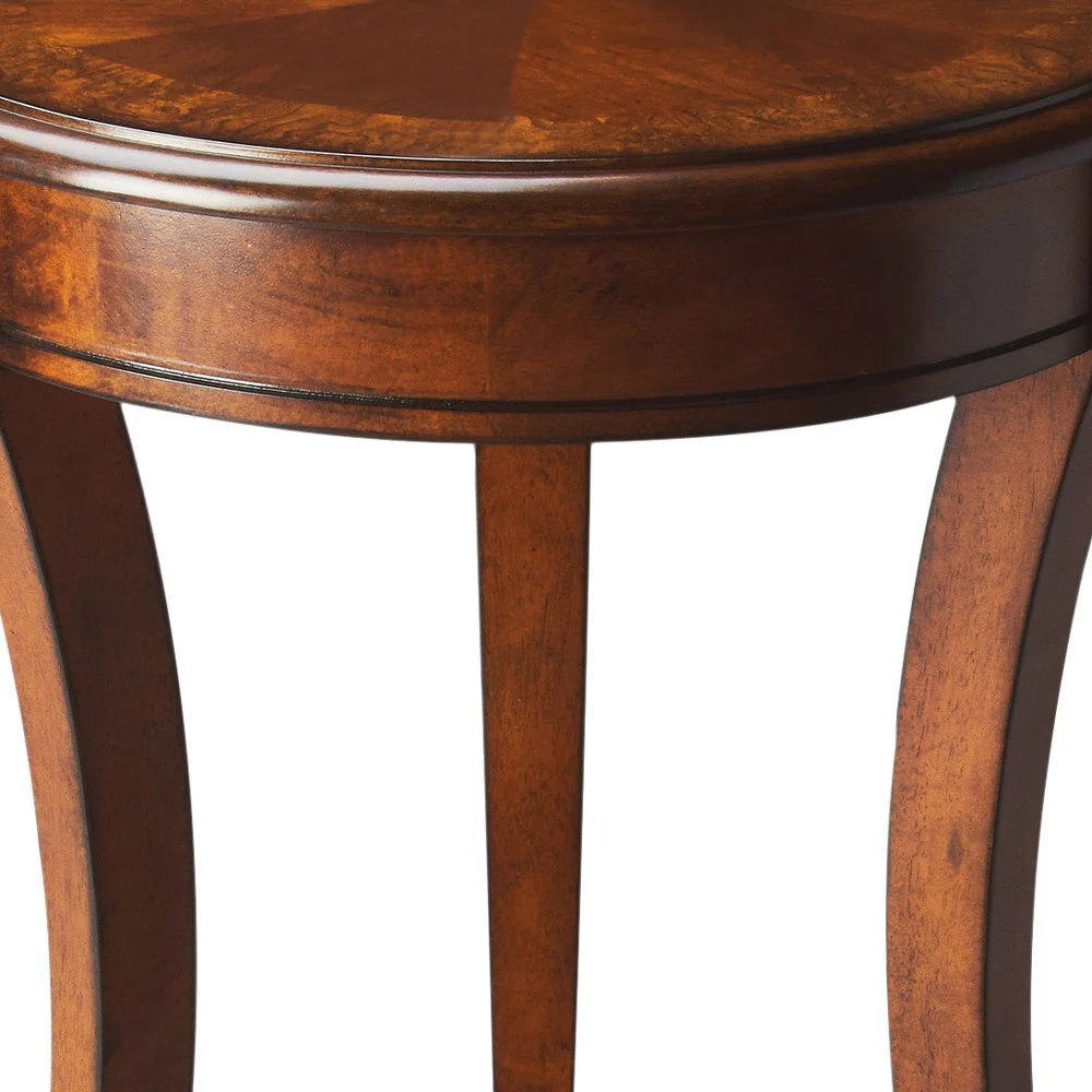 26" Medium Brown And Olive Ash Manufactured Wood Round End Table With Shelf By Homeroots - Image 6