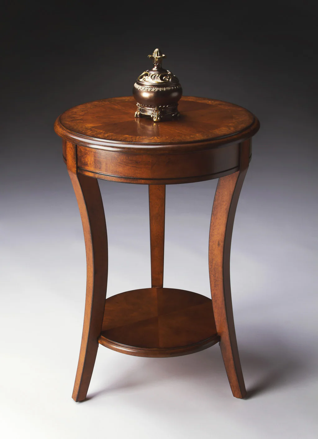 26" Medium Brown And Olive Ash Manufactured Wood Round End Table With Shelf By Homeroots - Image 7