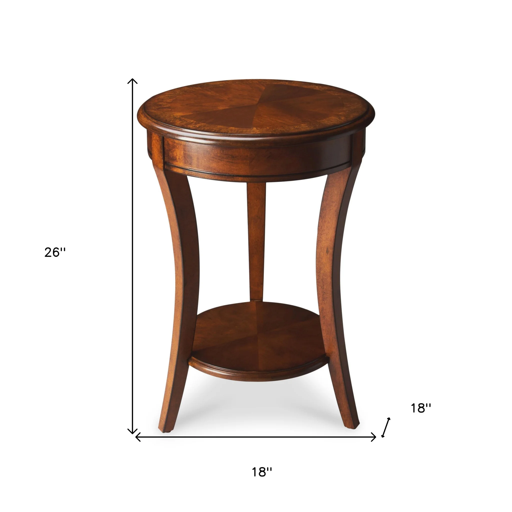 26" Medium Brown And Olive Ash Manufactured Wood Round End Table With Shelf By Homeroots - Image 8