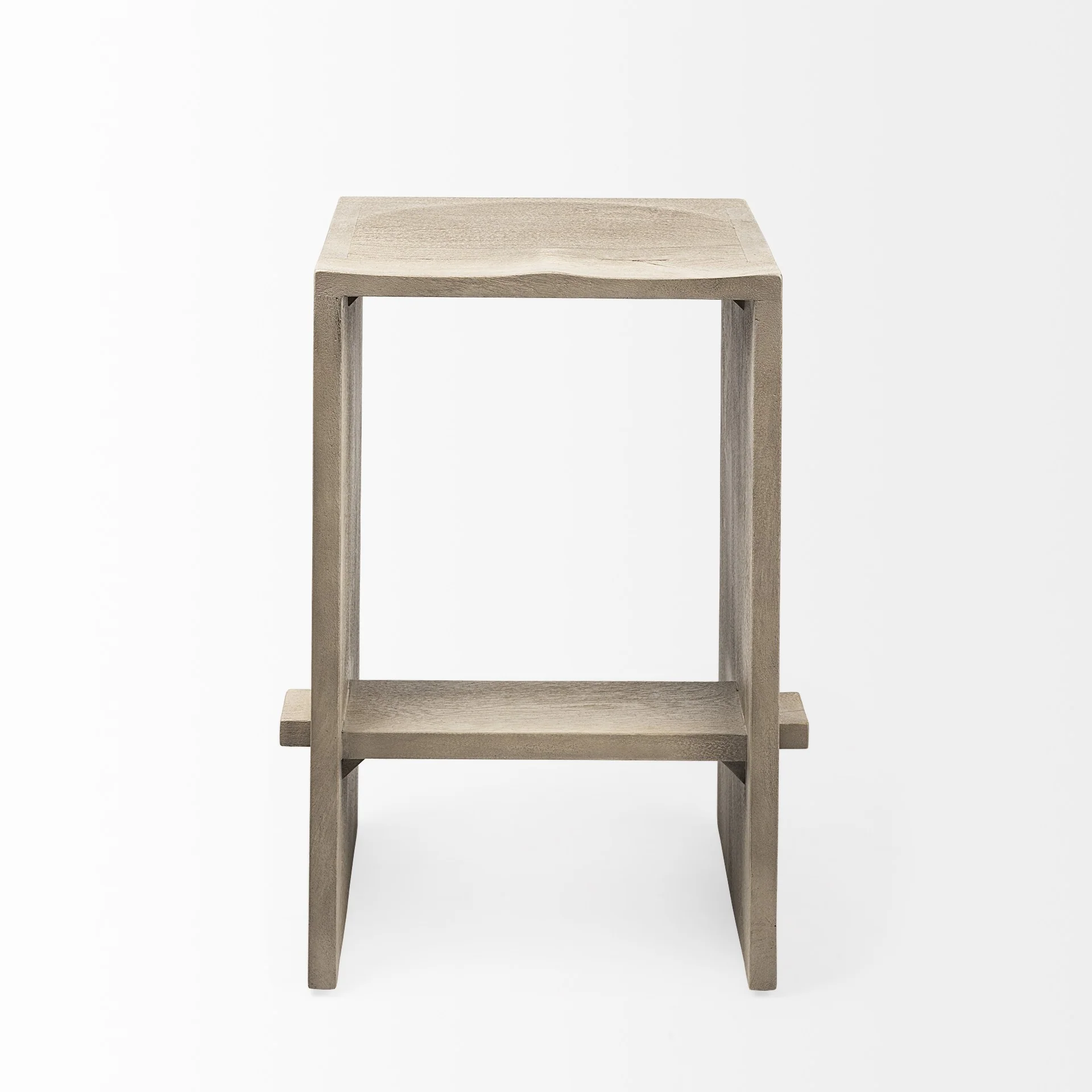 26' Minimal Cool Gray Brown Wood Counter Stool By Homeroots - Image 2
