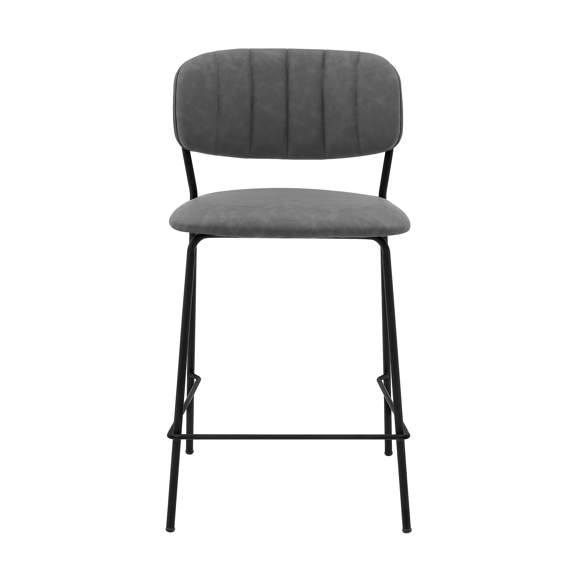 26" Mod Grey Faux Leather Bar Stool with Black Metal Frame By Homeroots - Image 3