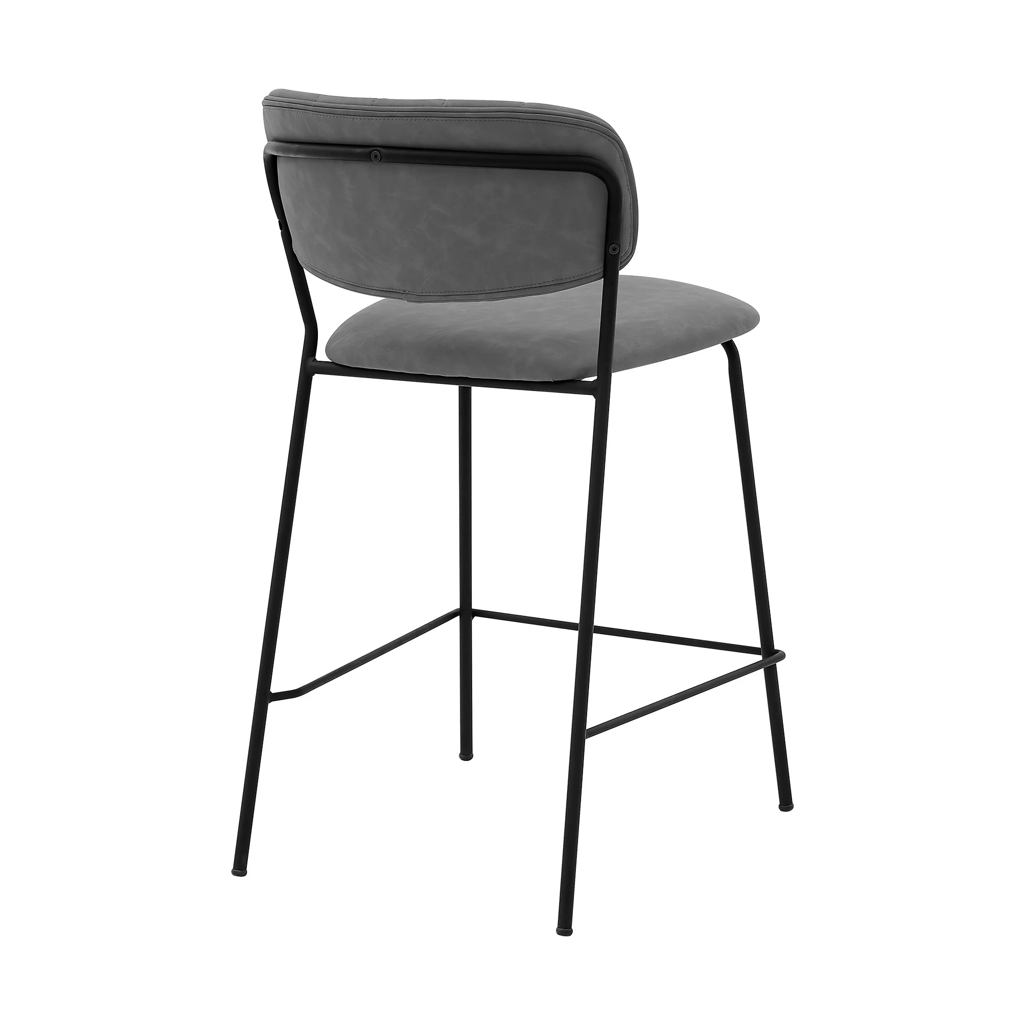 26" Mod Grey Faux Leather Bar Stool with Black Metal Frame By Homeroots - Image 4