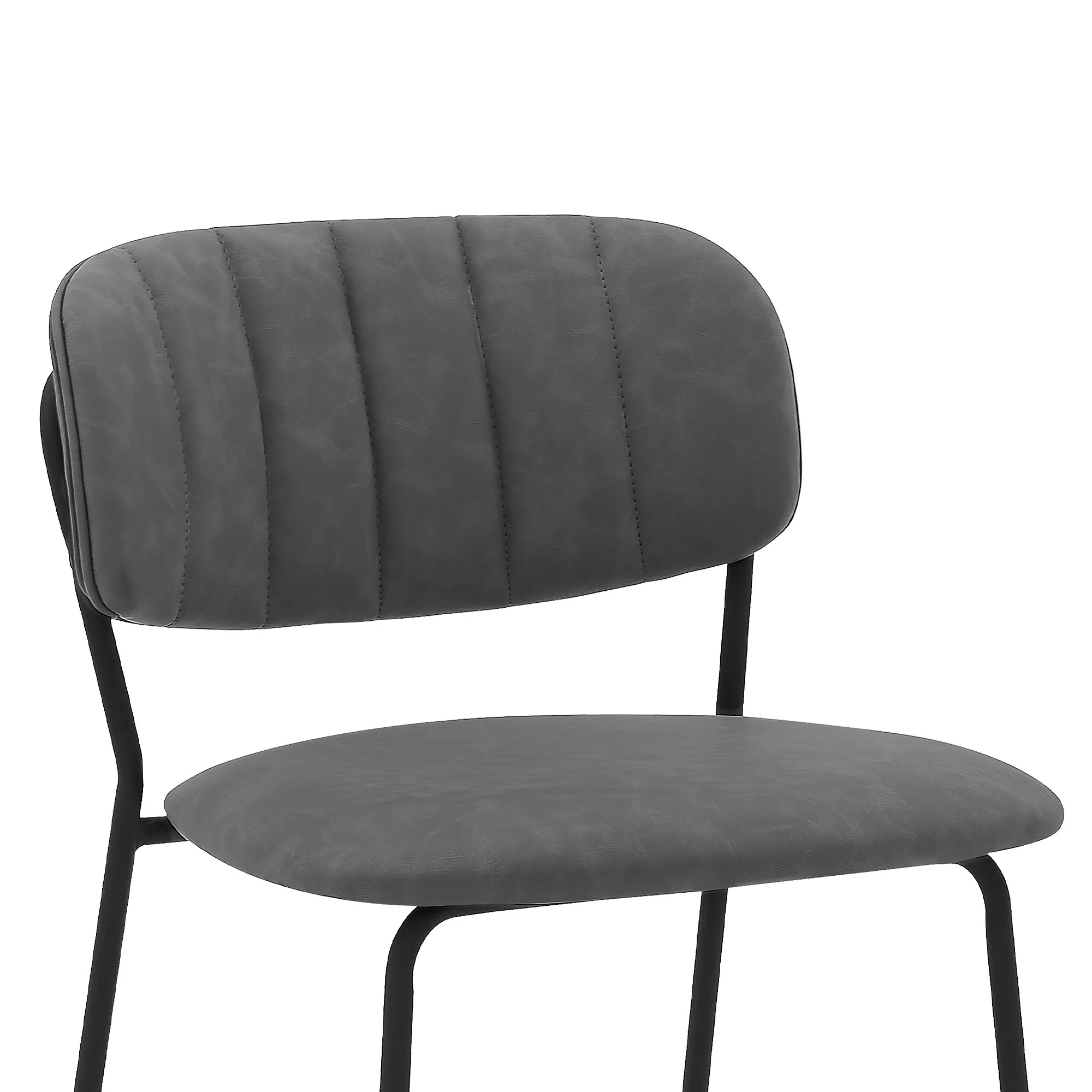26" Mod Grey Faux Leather Bar Stool with Black Metal Frame By Homeroots - Image 5