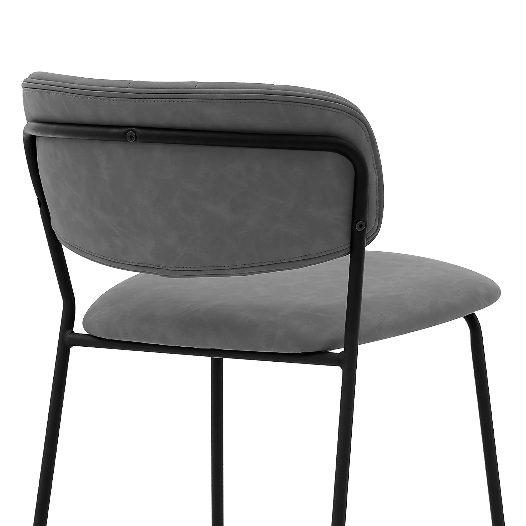 26" Mod Grey Faux Leather Bar Stool with Black Metal Frame By Homeroots - Image 6