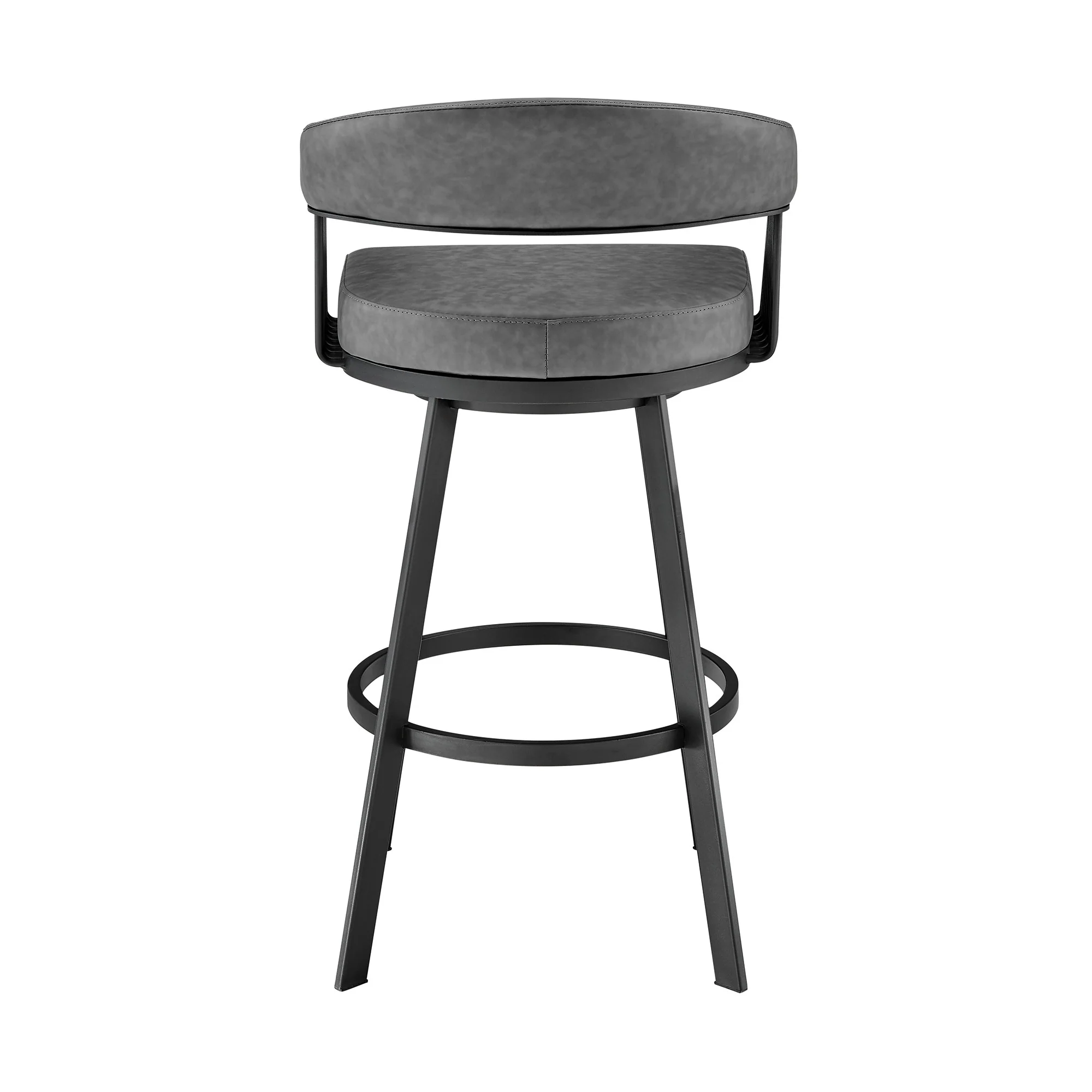 26" Mod Grey Faux Leather Black Finish Swivel Bar Stool By Homeroots - Image 6