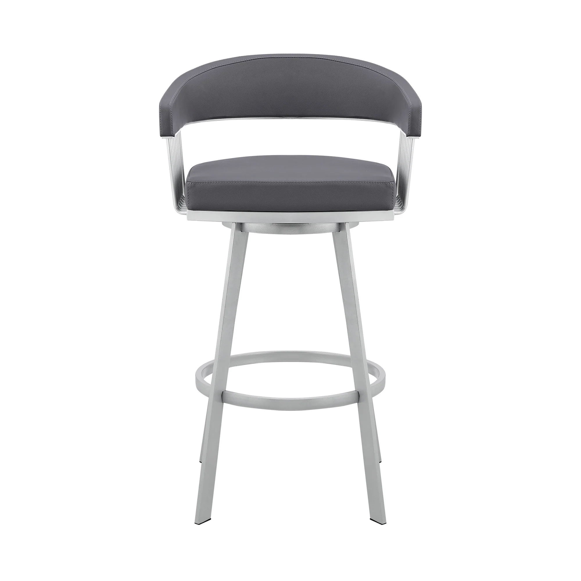 26" Mod Slate Grey Faux Leather Silver Finish Swivel Bar Stool By Homeroots - Image 2