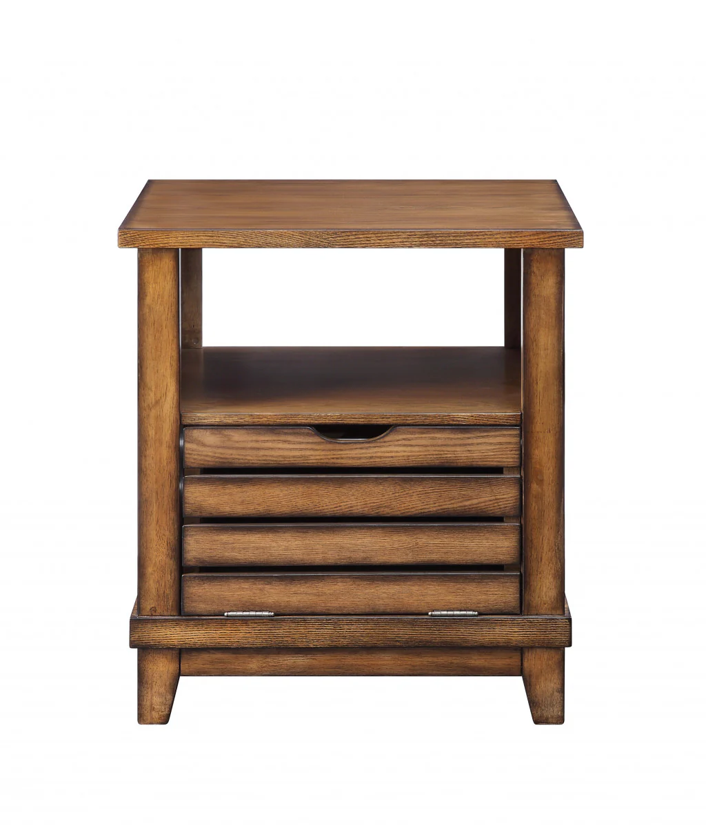 26" Oak Manufactured Wood Square End Table By Homeroots - Image 2