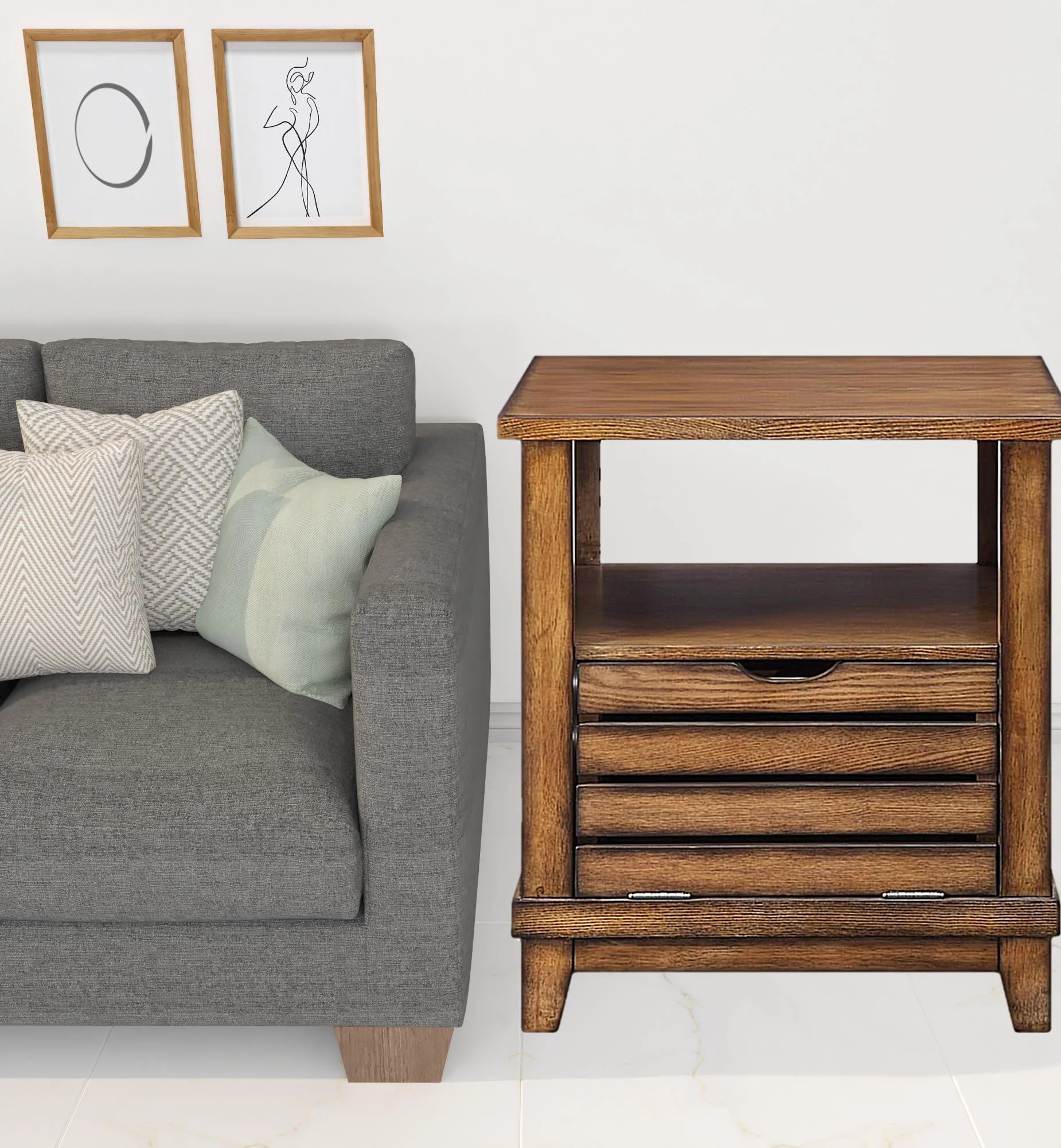26" Oak Manufactured Wood Square End Table By Homeroots - Image 3