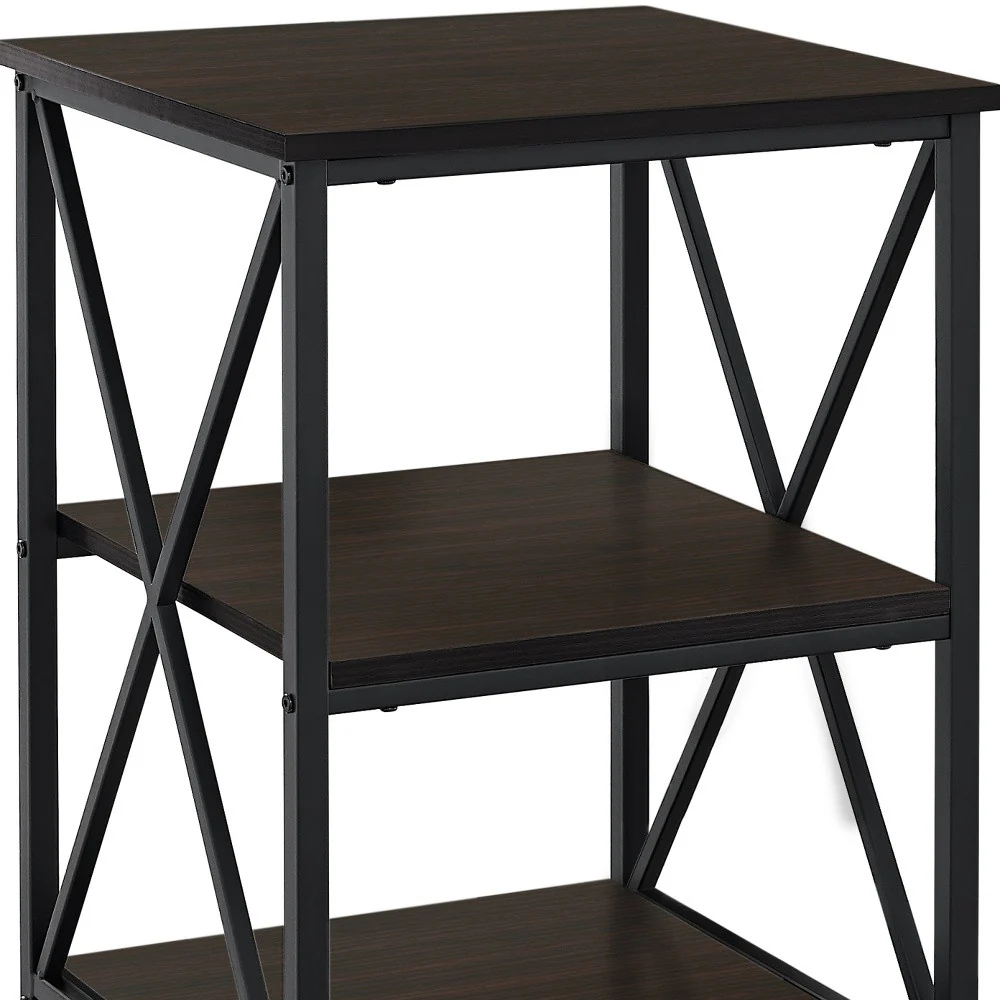 26" Rectangular Espresso Black Metal Accent Table By Homeroots - Image 3