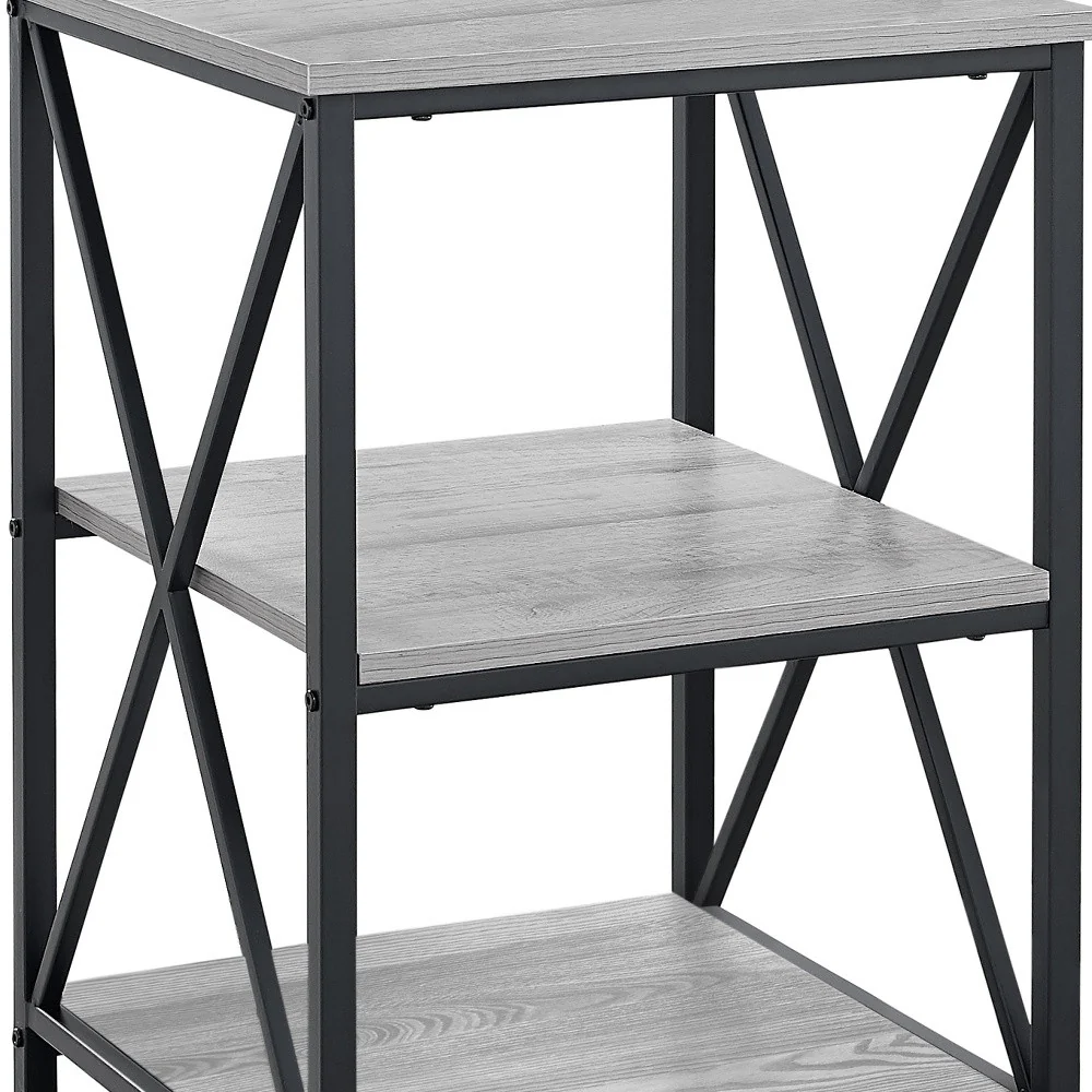 26" Rectangular Grey Black Metal Accent Table By Homeroots - Image 3