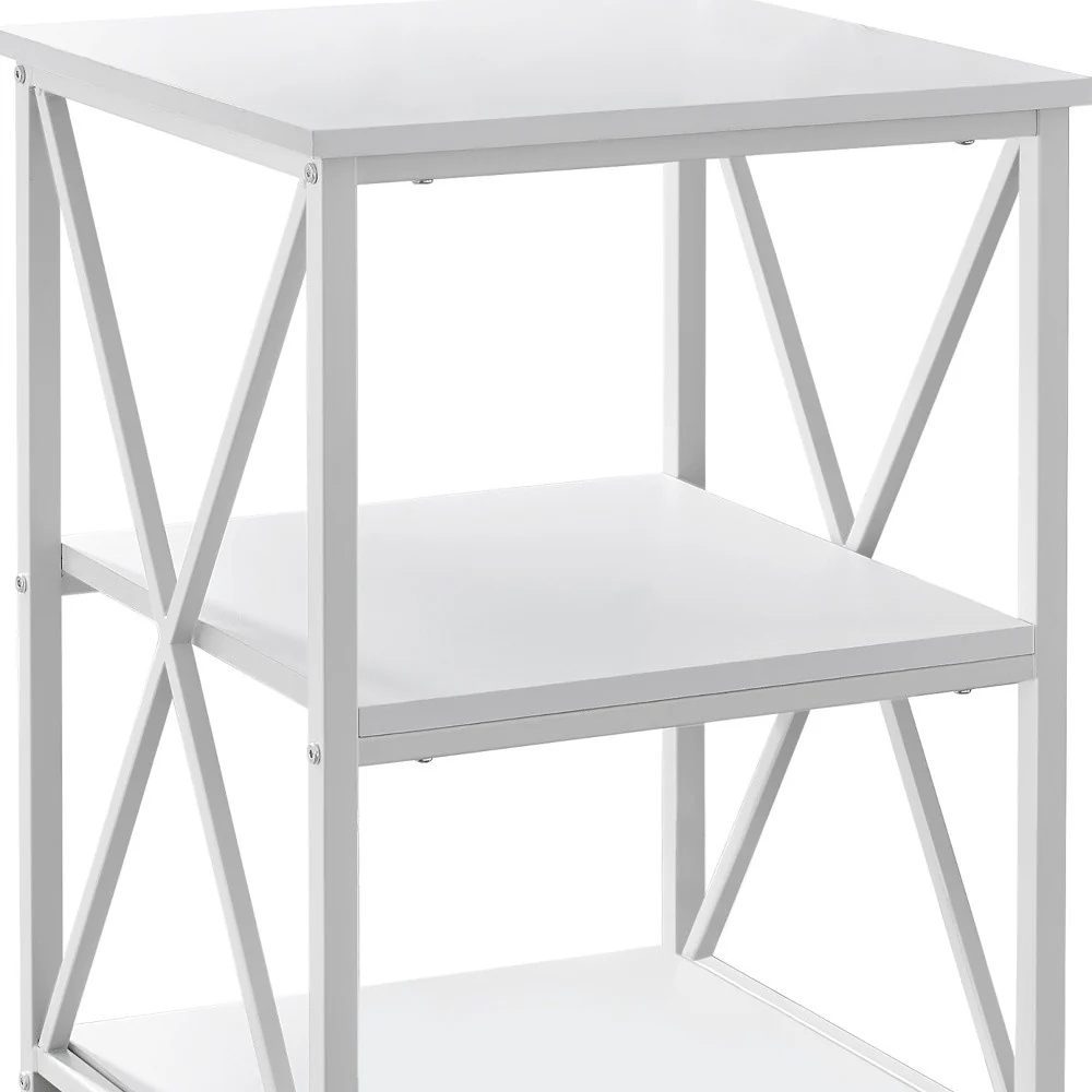 26" Rectangular White White Metal Accent Table By Homeroots - Image 3
