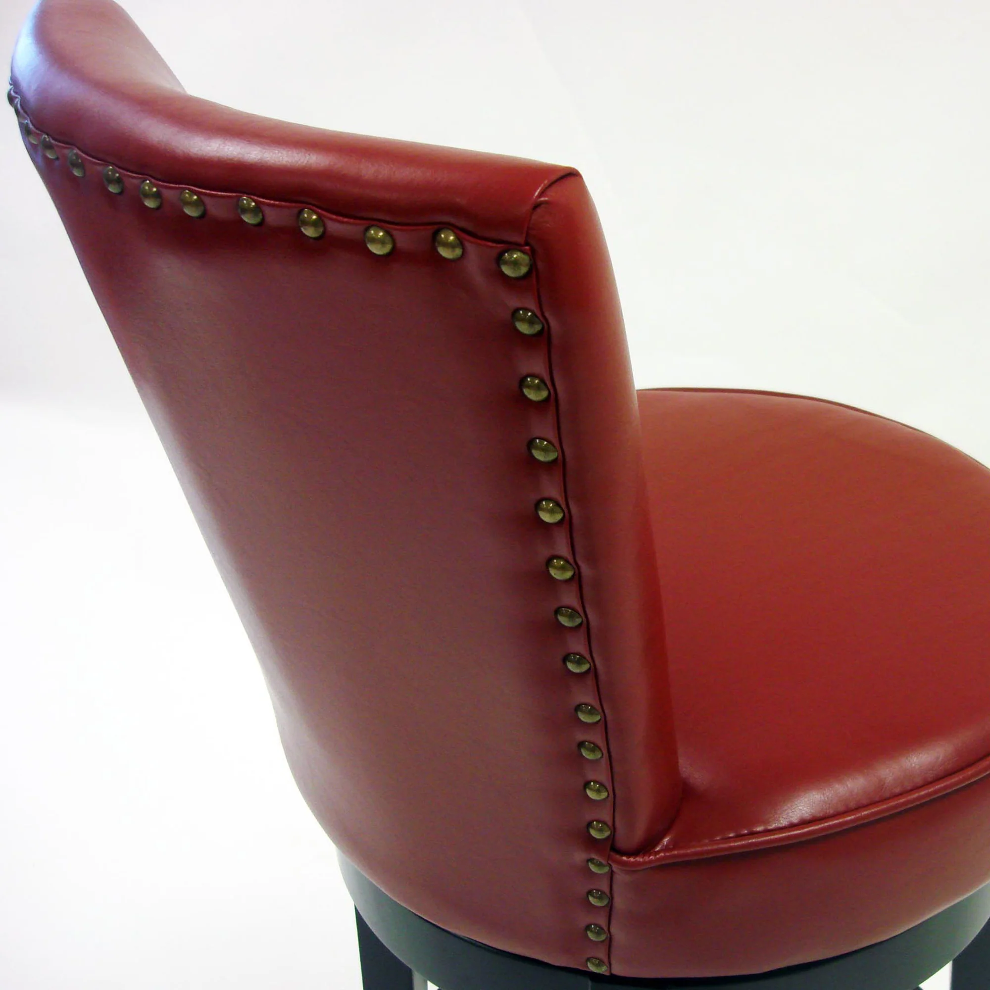 26" Red Faux Leather Round Seat Black Wood Swivel Armless Bar Stool By Homeroots - Image 3
