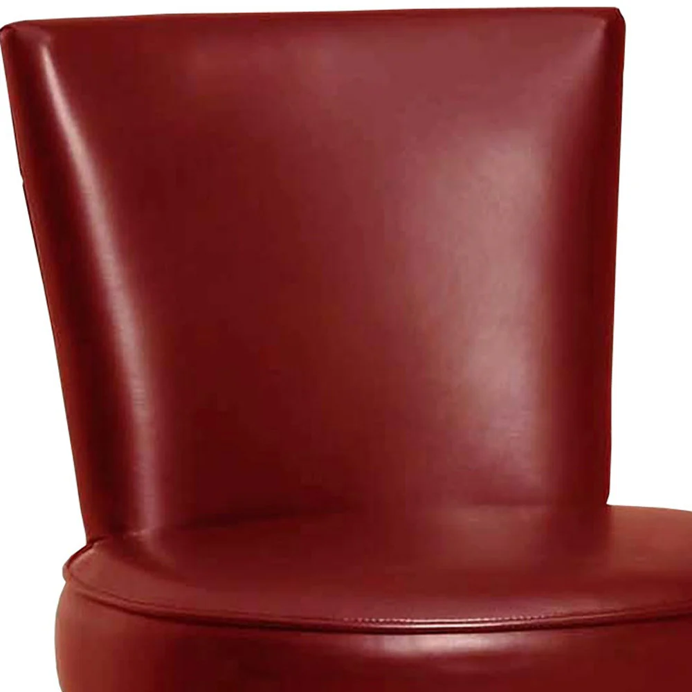 26" Red Faux Leather Round Seat Black Wood Swivel Armless Bar Stool By Homeroots - Image 6