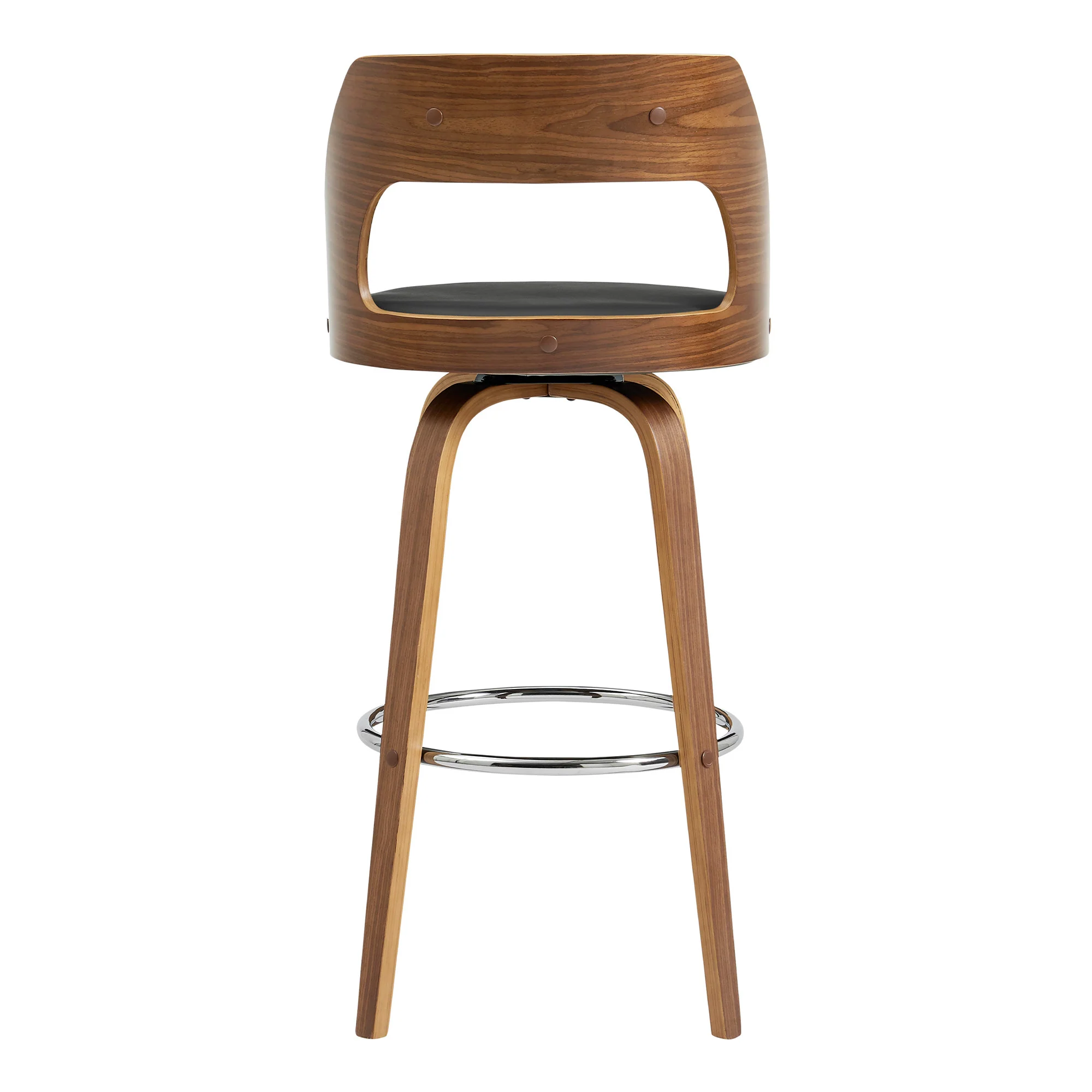 26" Retro Mod Grey Faux Leather and Walnut Swivel Counter Stool By Homeroots - Image 6