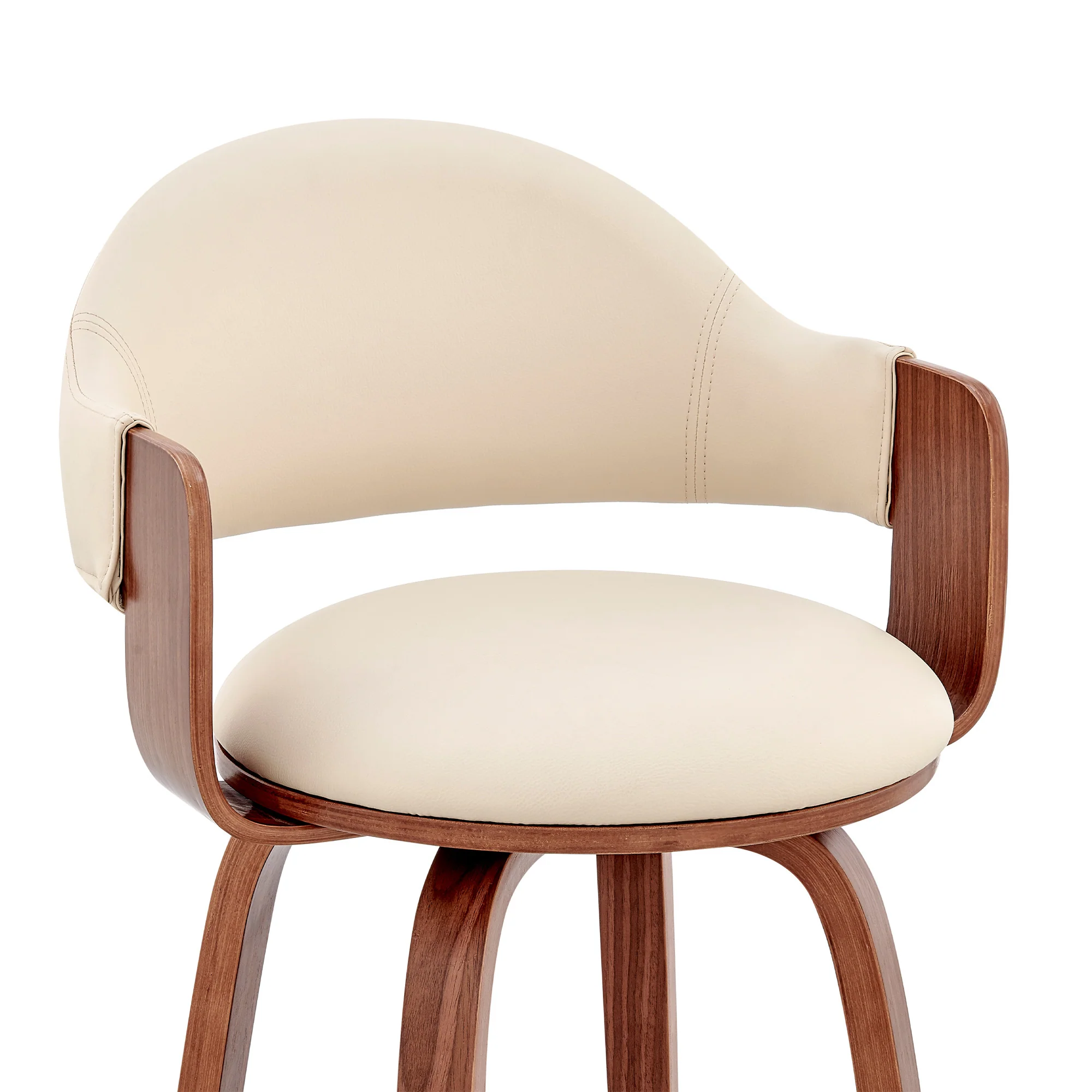 26" Rich Cream Faux Leather Walnut Wood Bar Stool By Homeroots - Image 7