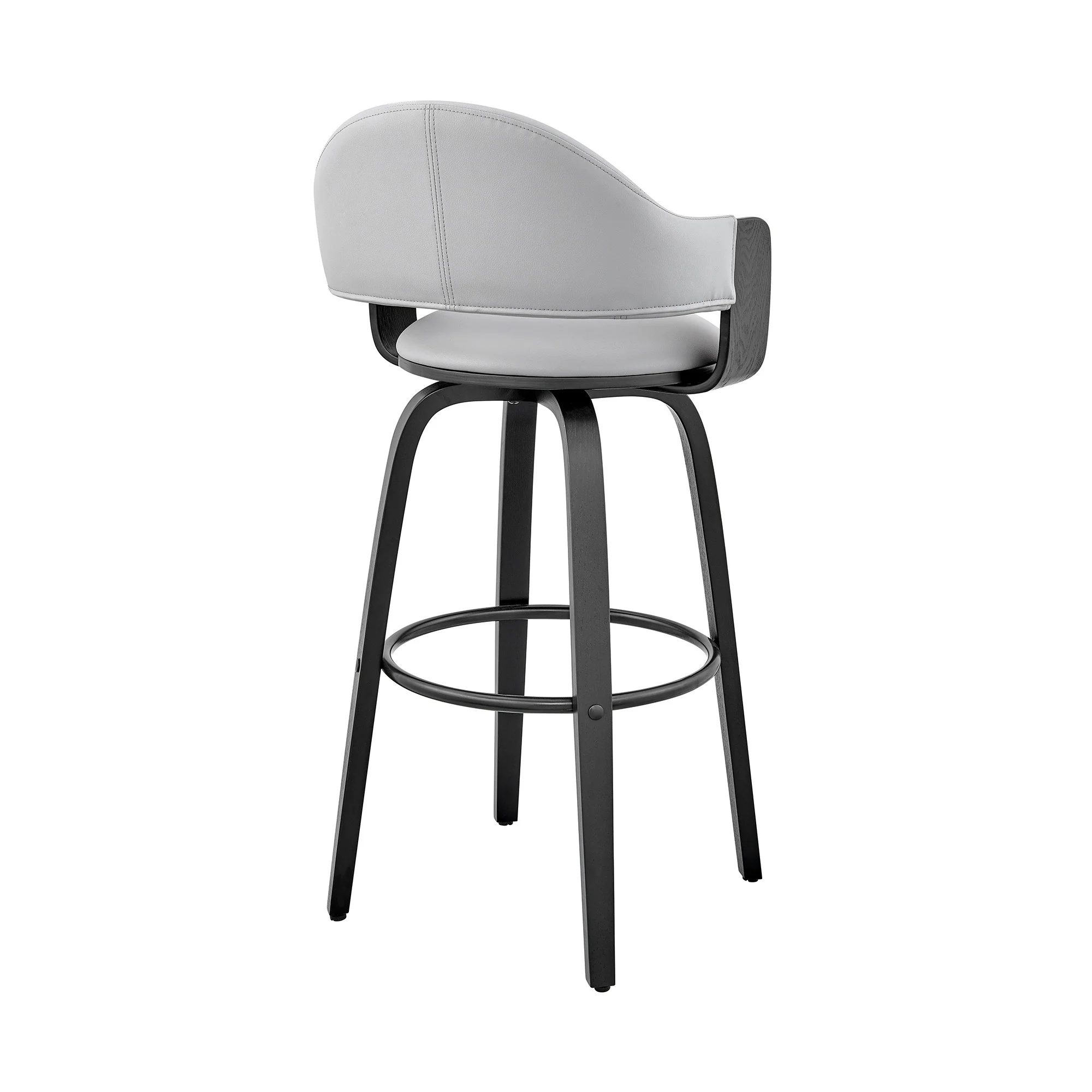 26" Rich Grey Faux Leather Walnut Wood Bar Stool By Homeroots - Image 5