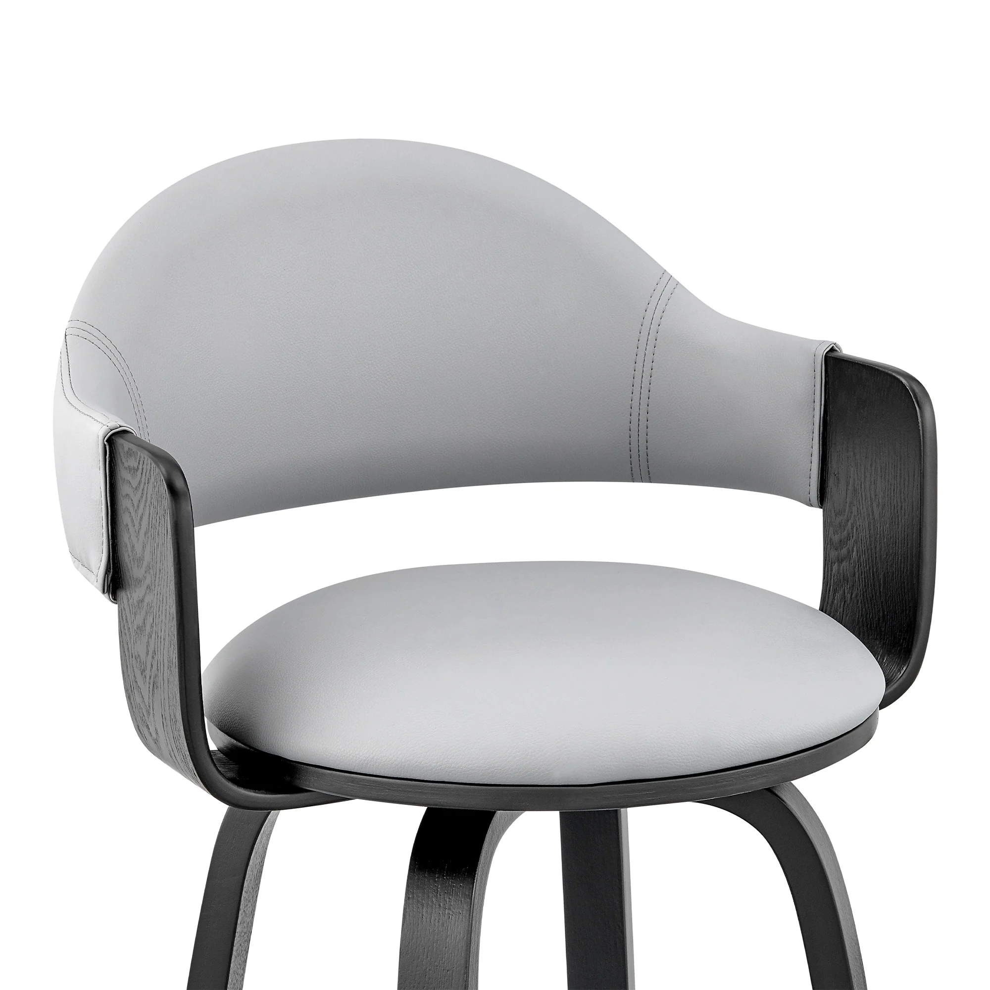 26" Rich Grey Faux Leather Walnut Wood Bar Stool By Homeroots - Image 7