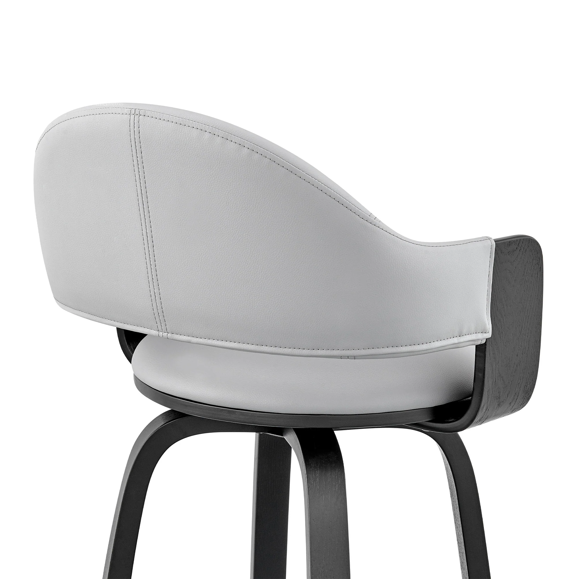 26" Rich Grey Faux Leather Walnut Wood Bar Stool By Homeroots - Image 8