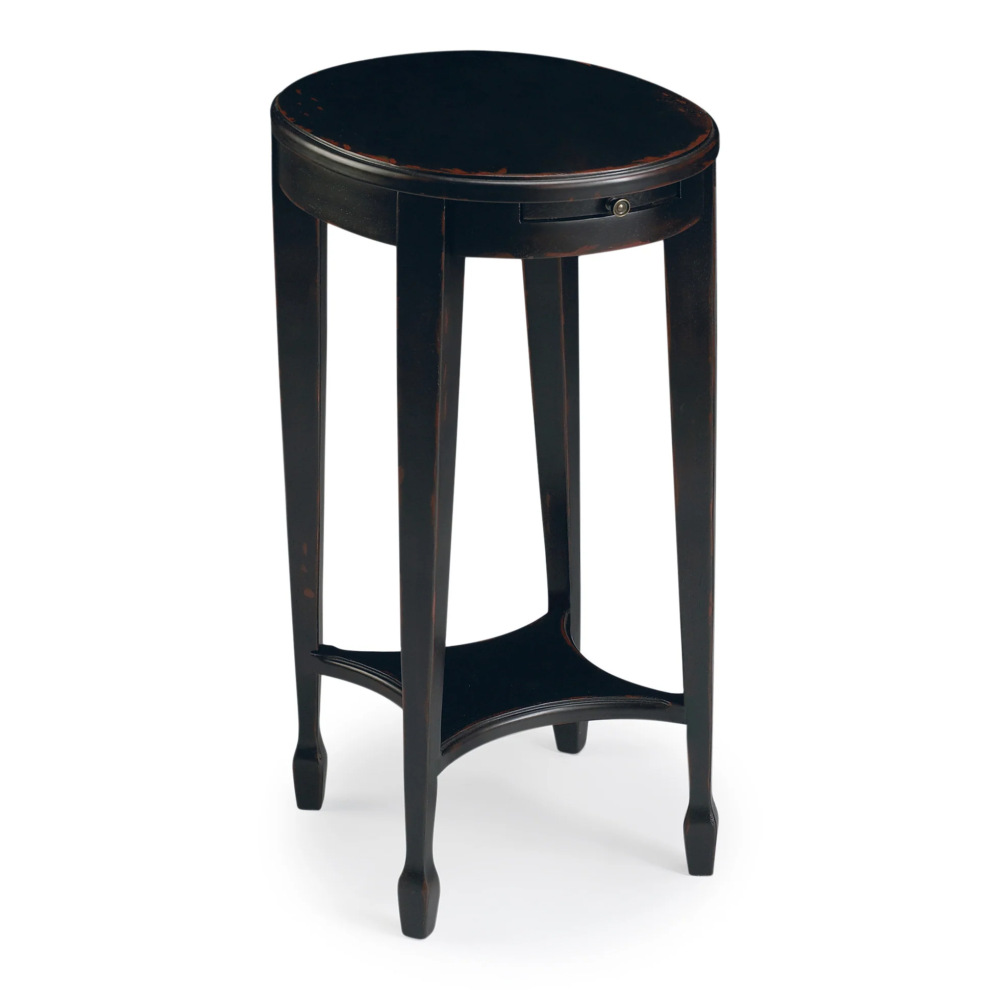 26" Rustic Black Manufactured Wood Oval End Table With Shelf By Homeroots - Image 3