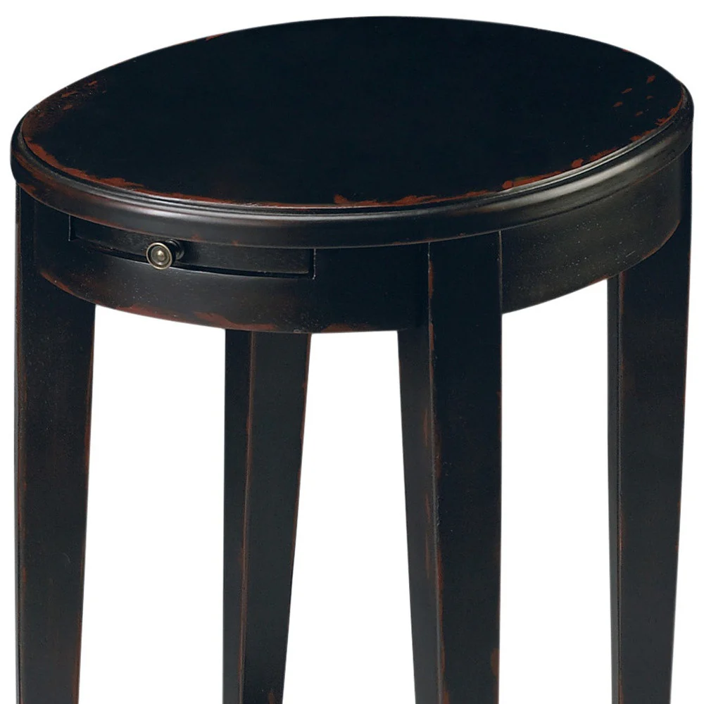 26" Rustic Black Manufactured Wood Oval End Table With Shelf By Homeroots - Image 4
