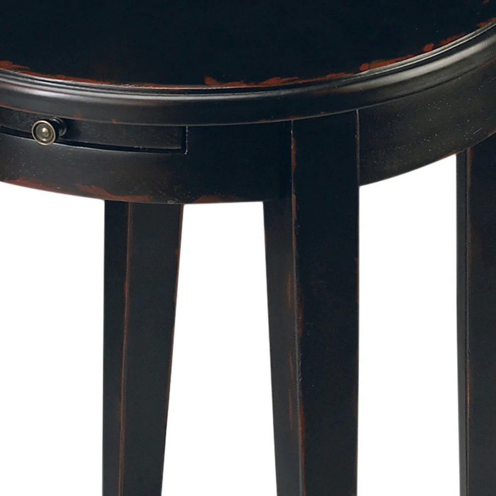 26" Rustic Black Manufactured Wood Oval End Table With Shelf By Homeroots - Image 5