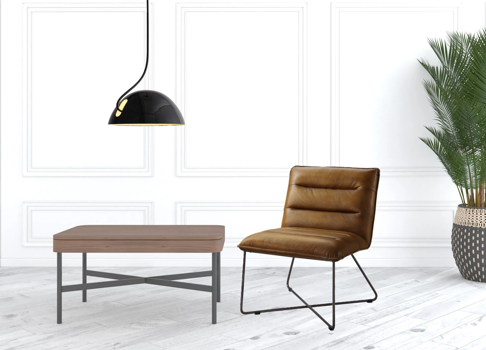 26" Saddle Brown Top Grain Leather And Brown Solid Color Slipper Chair By Homeroots - Image 5