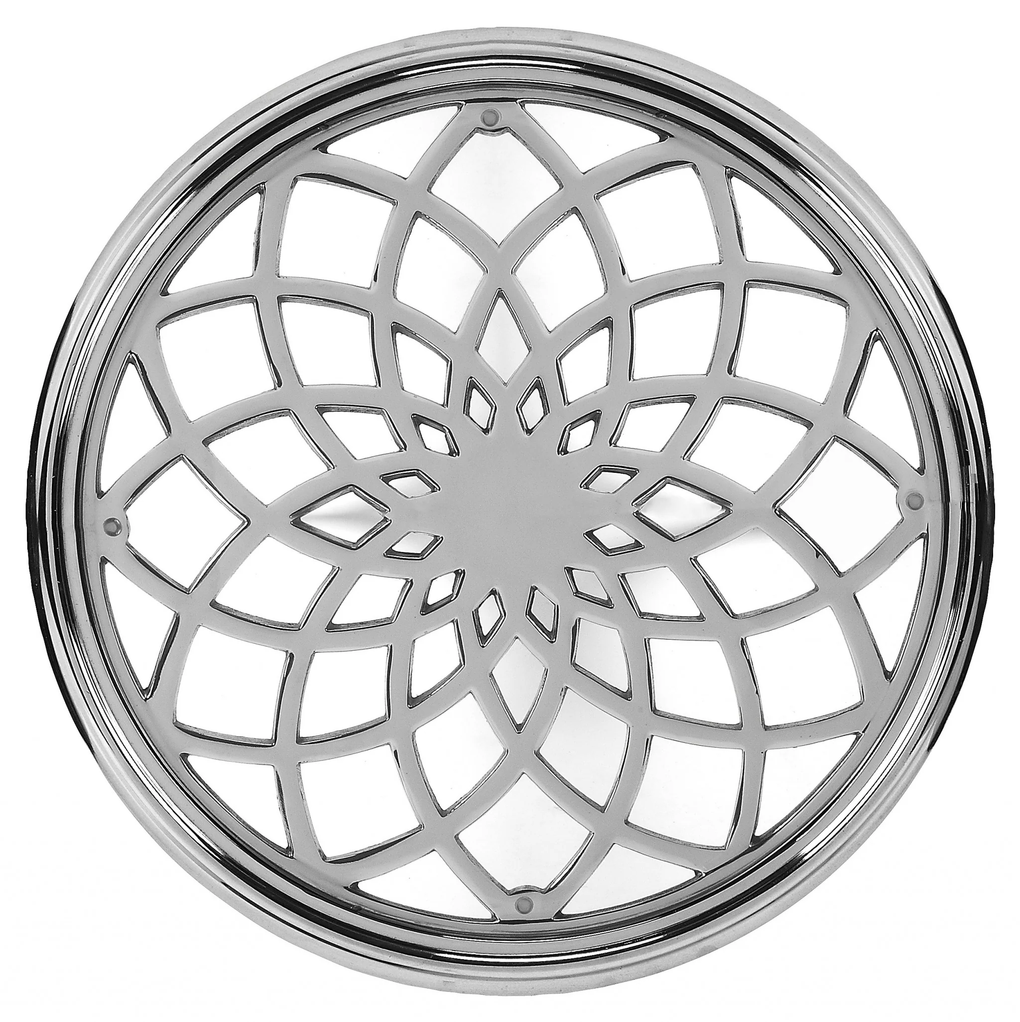 26" Silver Aluminum Open Lattice Round Top End Table By Homeroots - Image 2