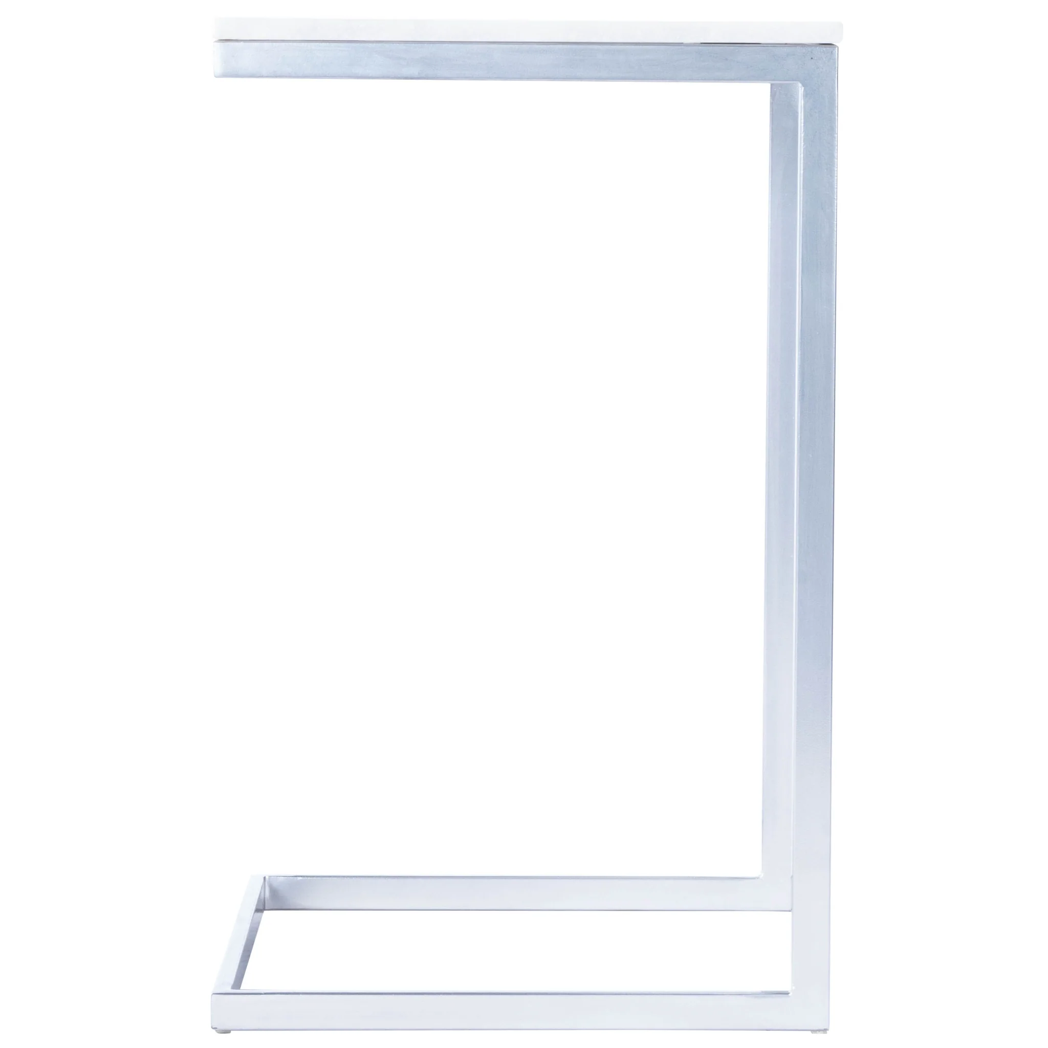 26" Silver and White Marble Square C Shape End Table By Homeroots - Image 2