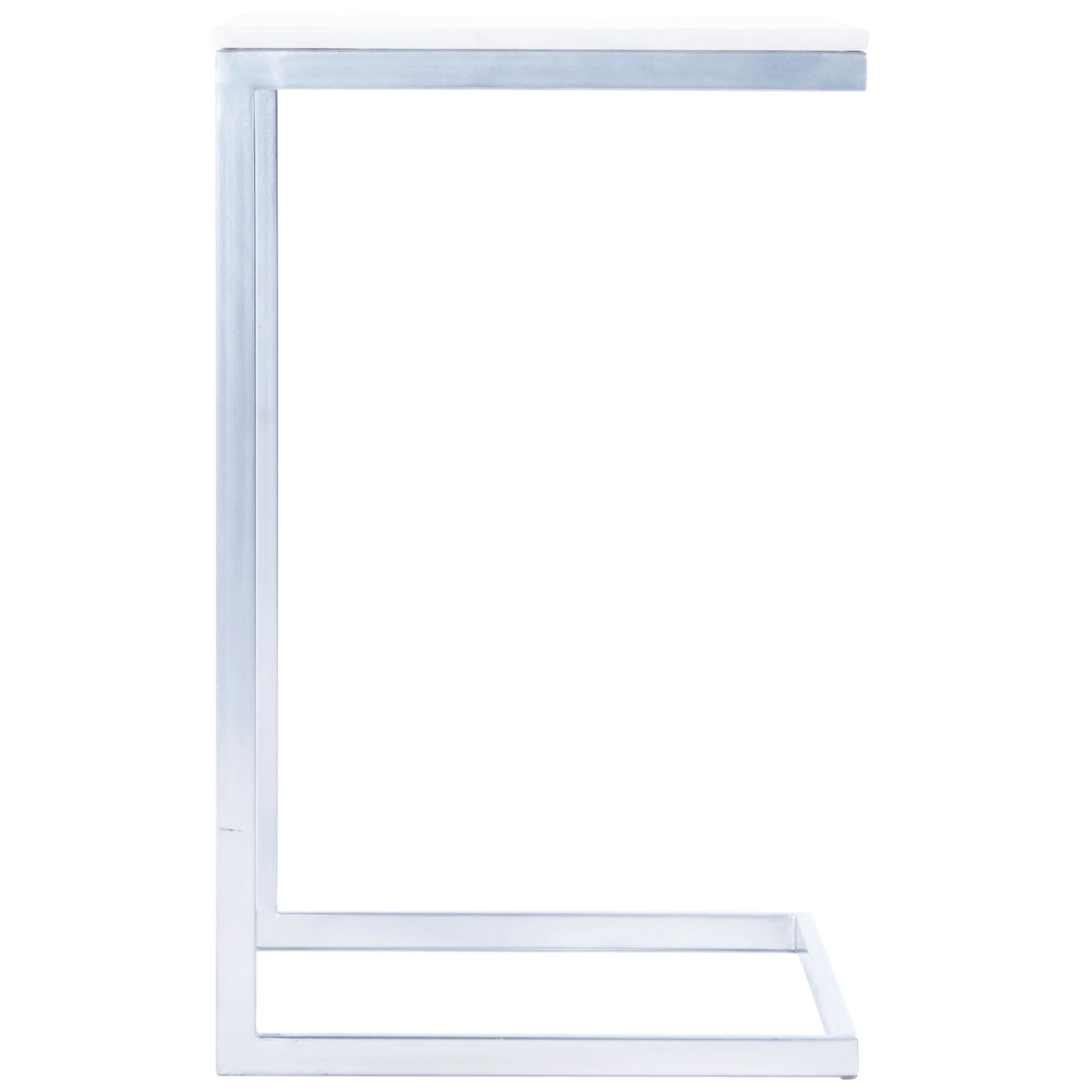26" Silver and White Marble Square C Shape End Table By Homeroots - Image 4