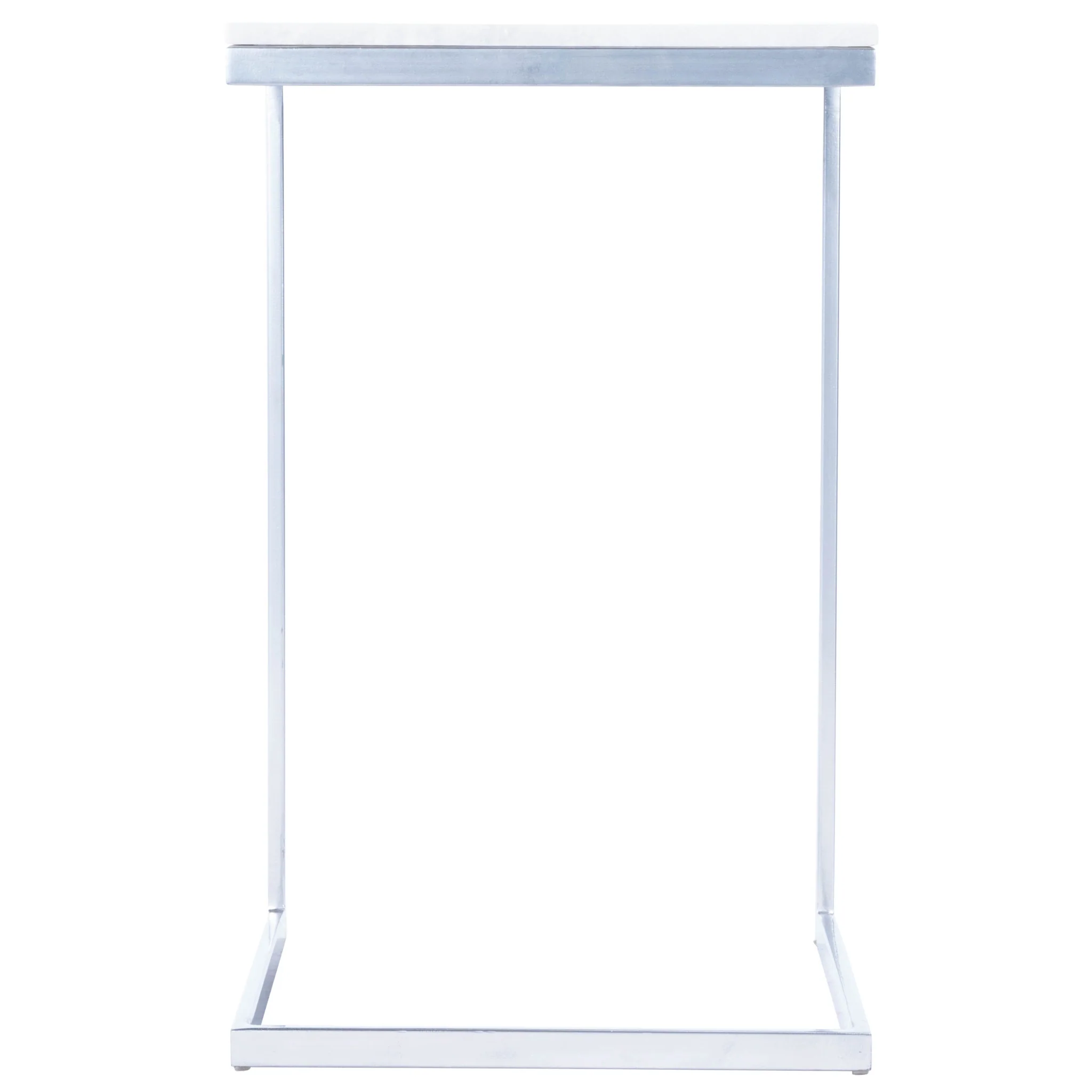 26" Silver and White Marble Square C Shape End Table By Homeroots - Image 5