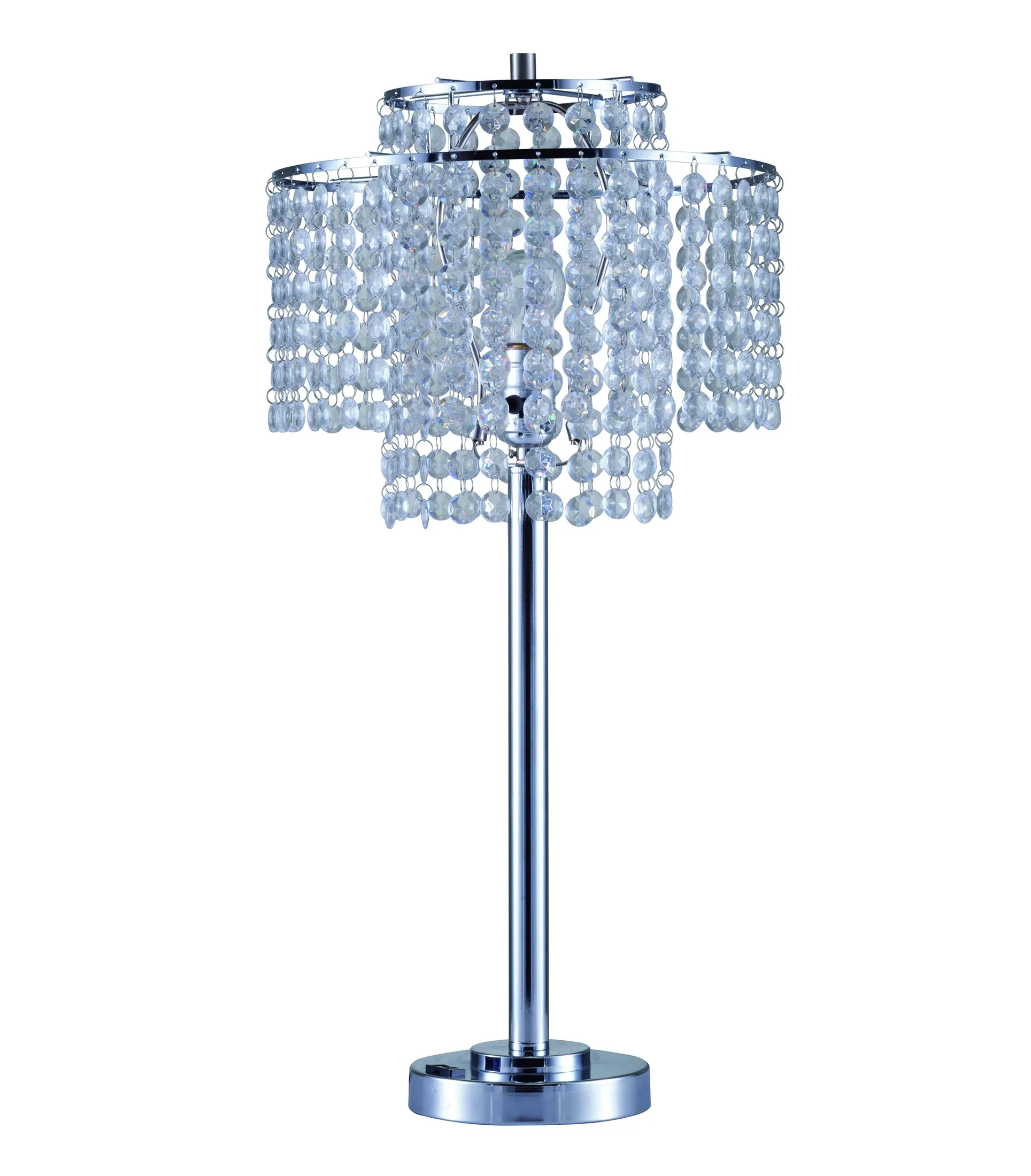 26" Silver Glam Two Tier Chandelier USB Table Lamp By Homeroots - Image 3