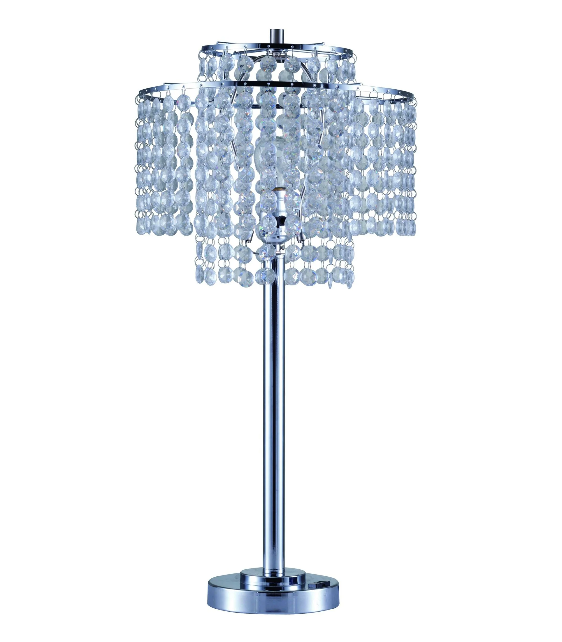 26" Silver Glam Two Tier Chandelier USB Table Lamp By Homeroots - Image 5