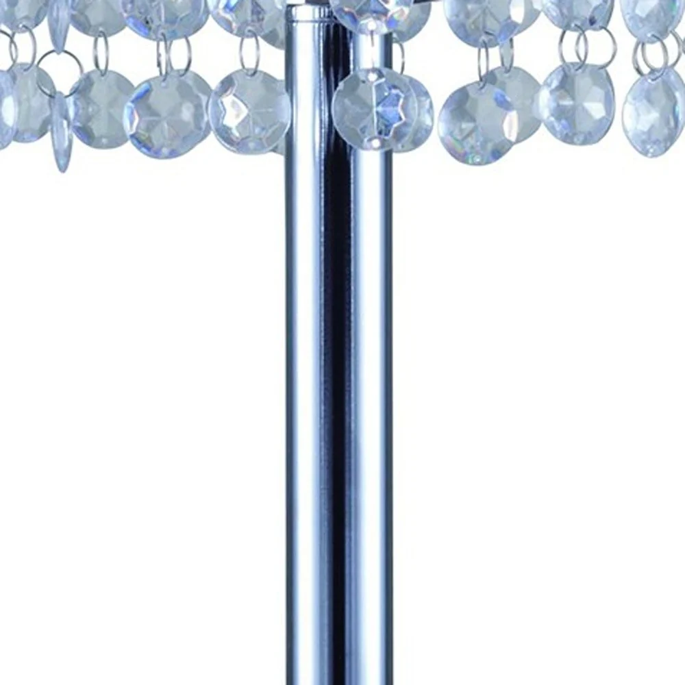 26" Silver Glam Two Tier Chandelier USB Table Lamp By Homeroots - Image 6