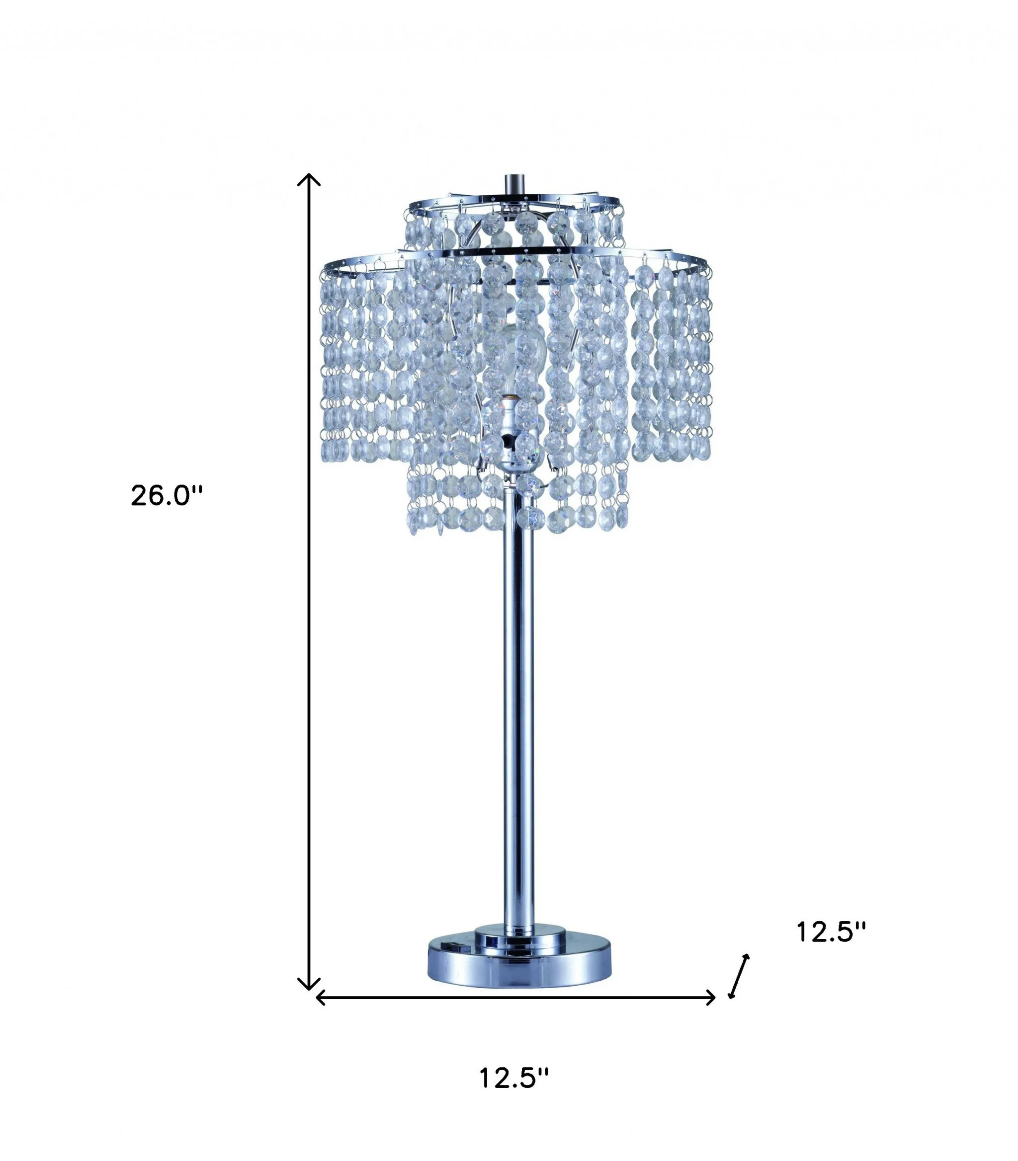 26" Silver Glam Two Tier Chandelier USB Table Lamp By Homeroots - Image 8