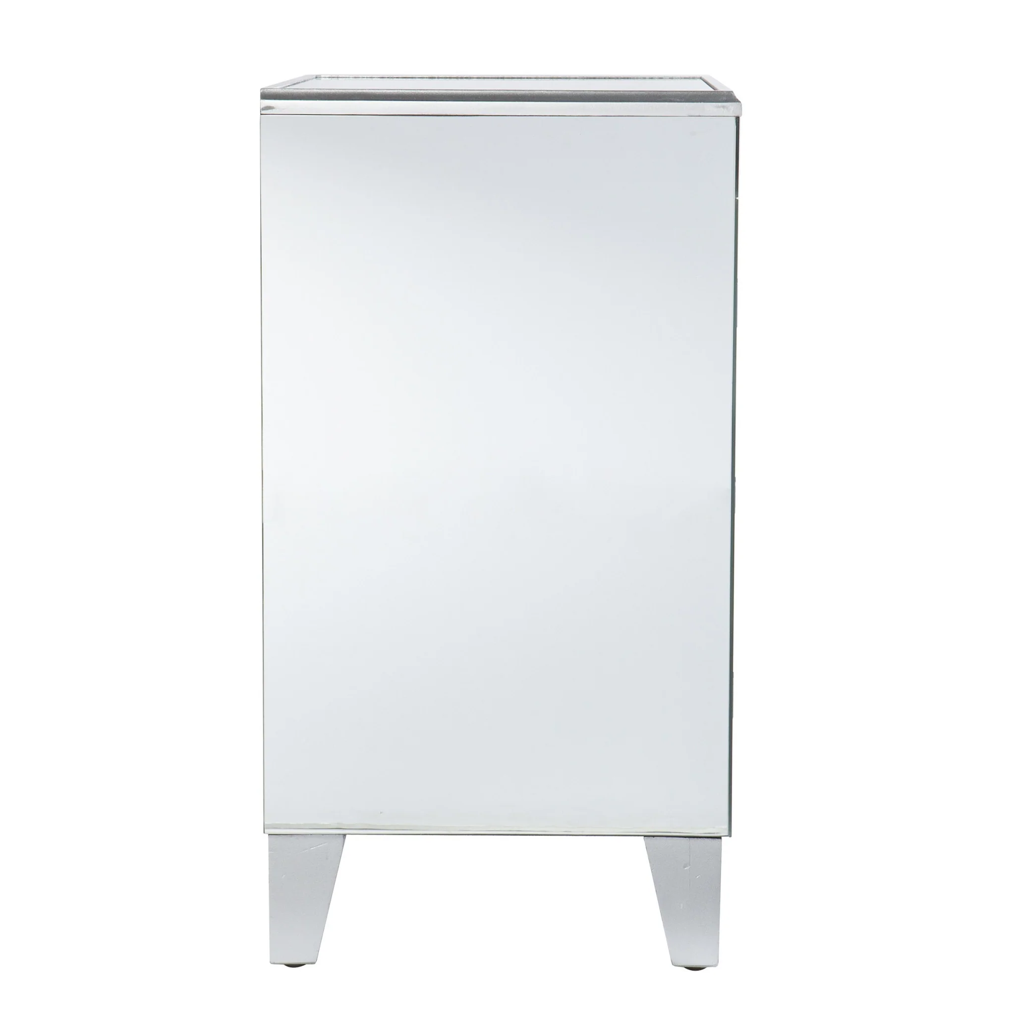 26" Silver Manufactured Wood And Iron Rectangular Mirrored End Table With Three Drawers And By Homeroots - Image 5