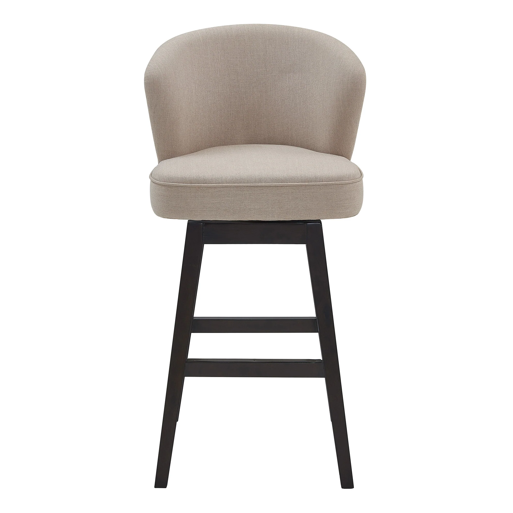 26" Tan Espresso Wood Fabric Swivel Bar Stool By Homeroots - Image 3