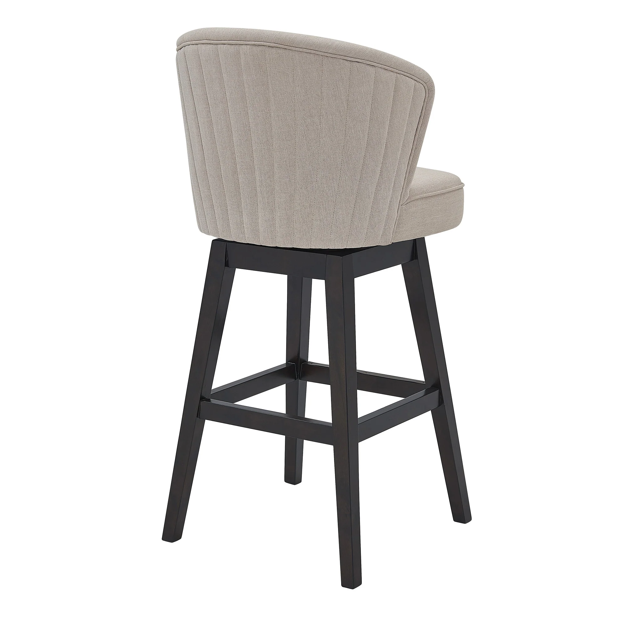 26" Tan Espresso Wood Fabric Swivel Bar Stool By Homeroots - Image 4