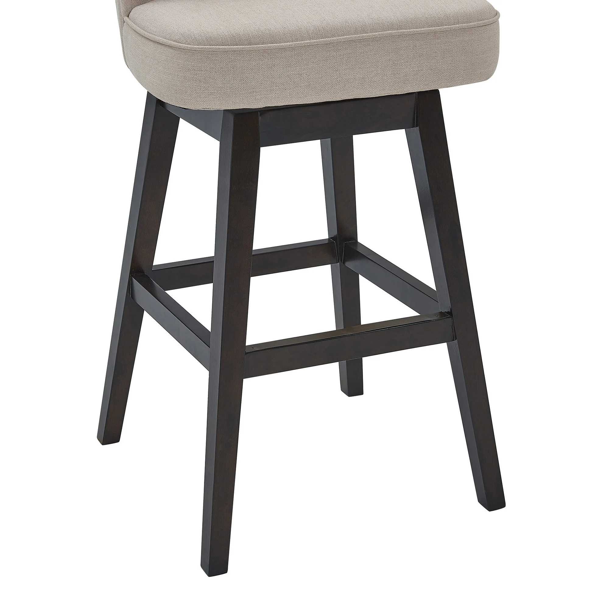 26" Tan Espresso Wood Fabric Swivel Bar Stool By Homeroots - Image 5