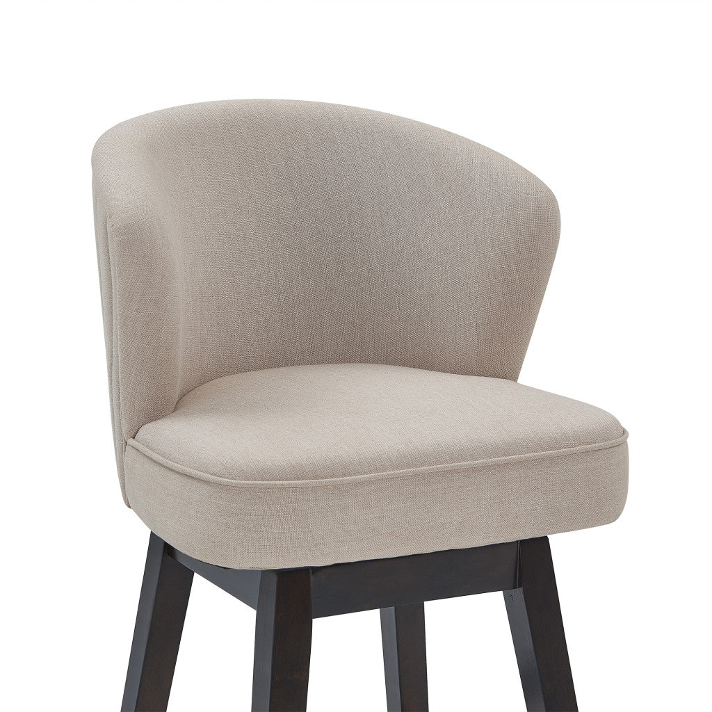 26" Tan Espresso Wood Fabric Swivel Bar Stool By Homeroots - Image 6